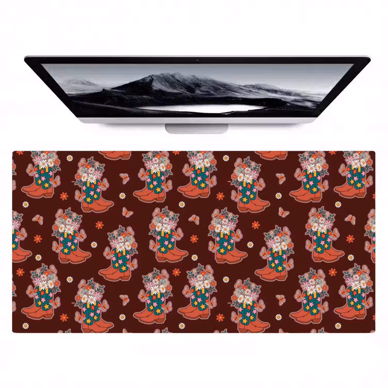 Donker - Cowboy - Laars - Patroon Muismat XXL klein 681 -zzz3d