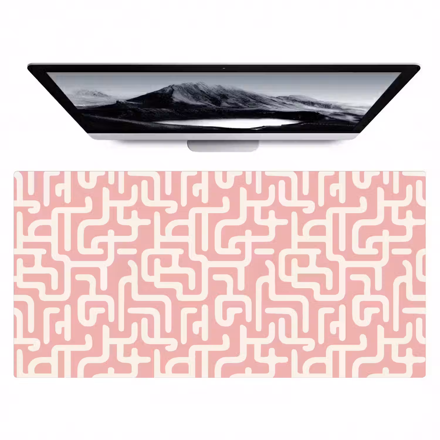 Doolhofpatroon - Roze - Wit - Abstract Muismat XXL klein 681 -zzz3d