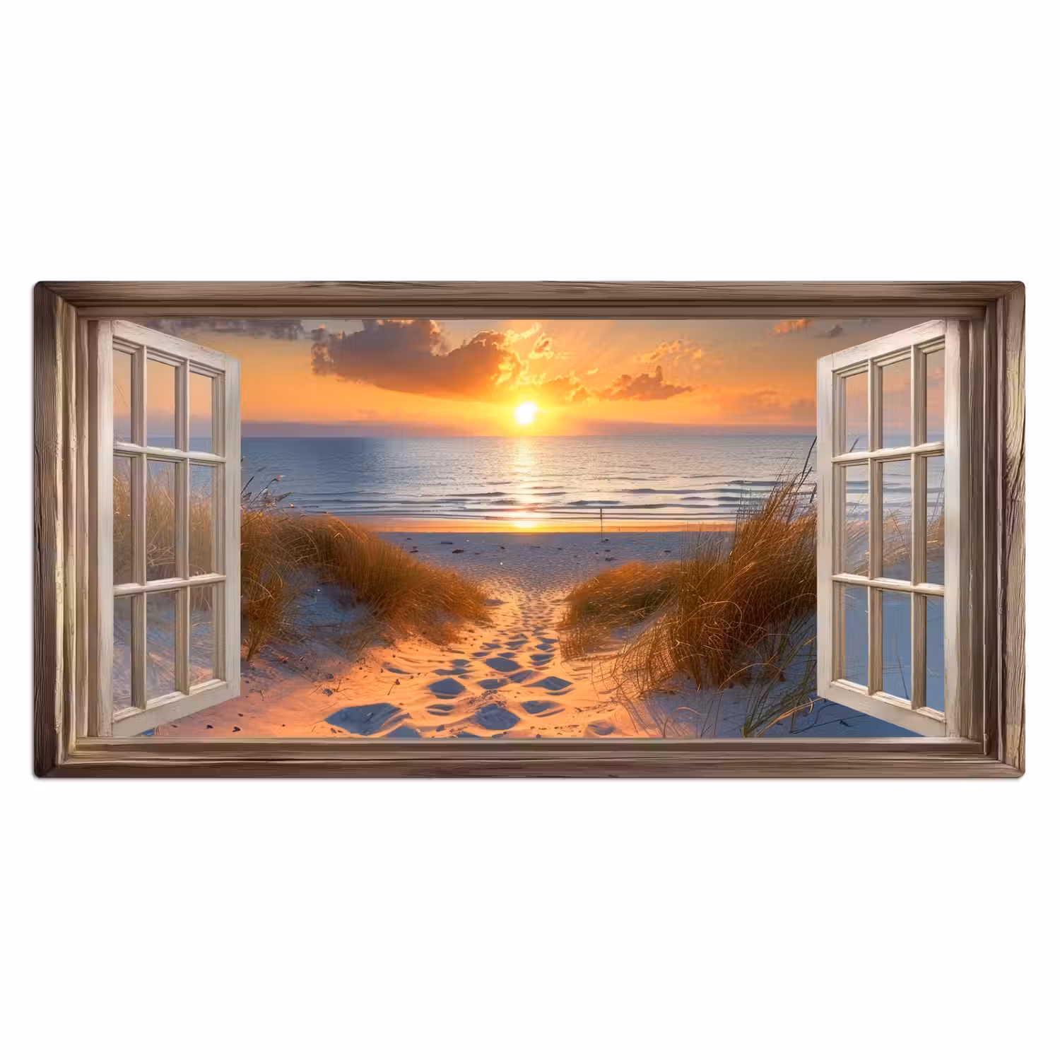 Doorkijk - Strand - Duinen - Zonsondergang Muismat XXL klein -3d_leeg