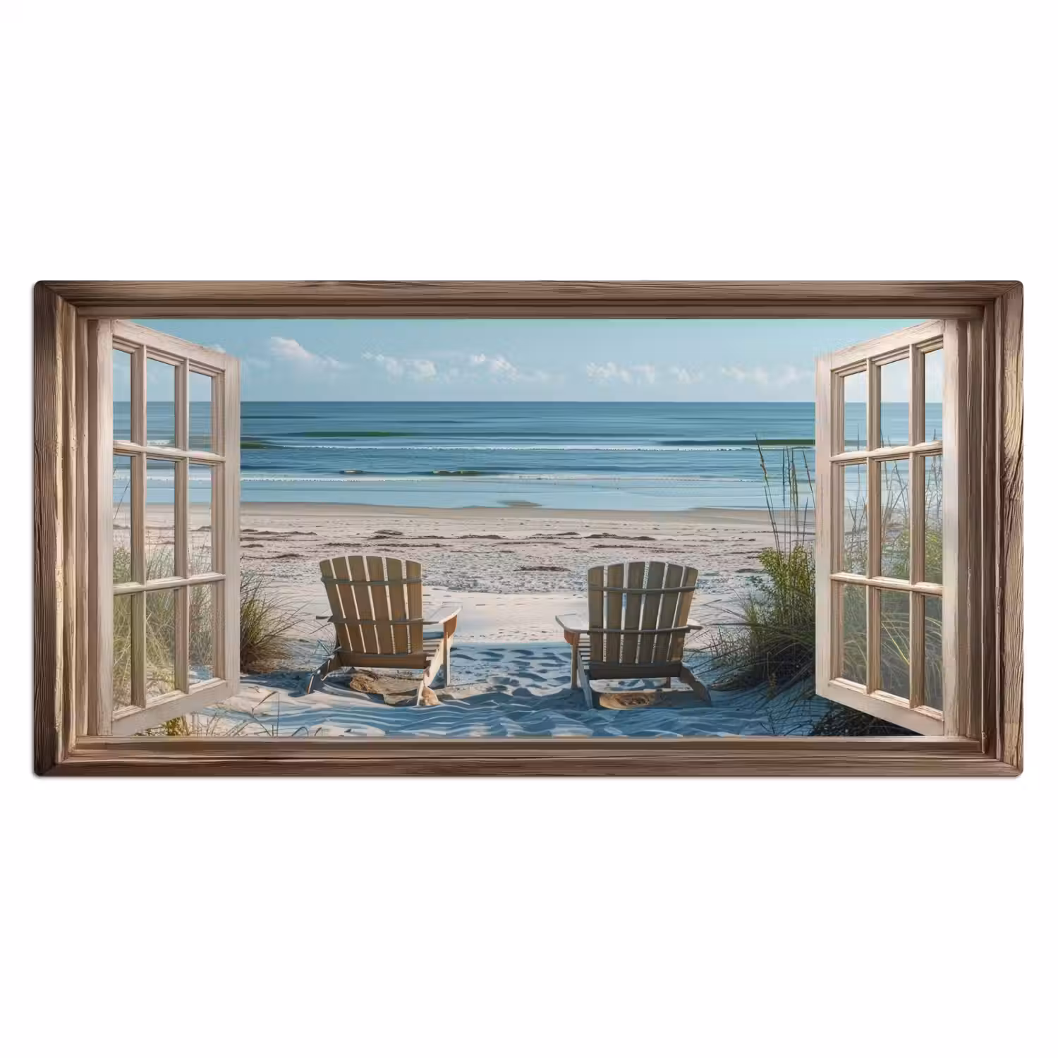 Doorkijk - Strandstoelen - Duinen - Zee - Natuur Muismat XXL klein -3d_leeg