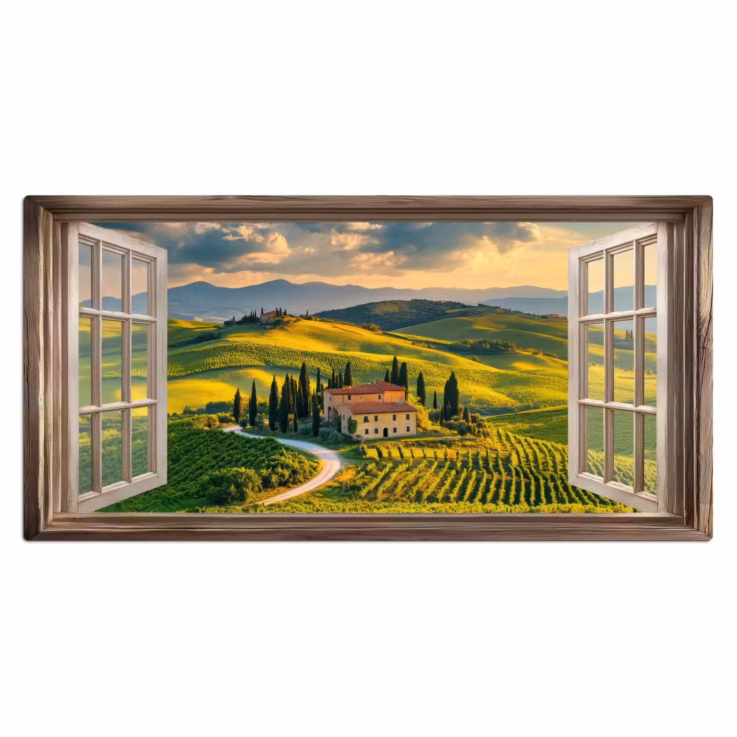 Doorkijk - Toscane - Uitzicht - Landschap - Zomer Muismat XXL klein -3d_leeg