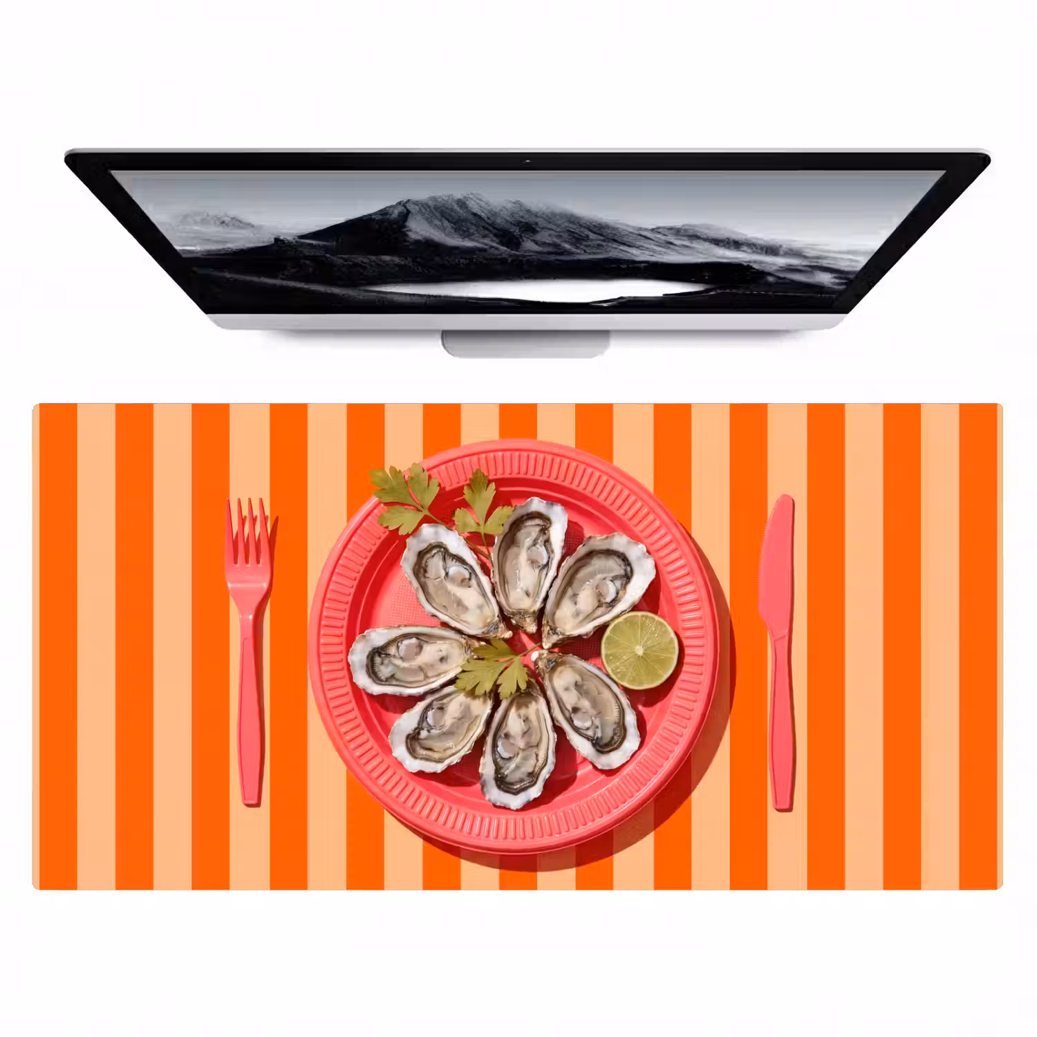 Eten - Oester - Zeevruchten - Oranje - Modern Muismat XXL klein -zzz3d