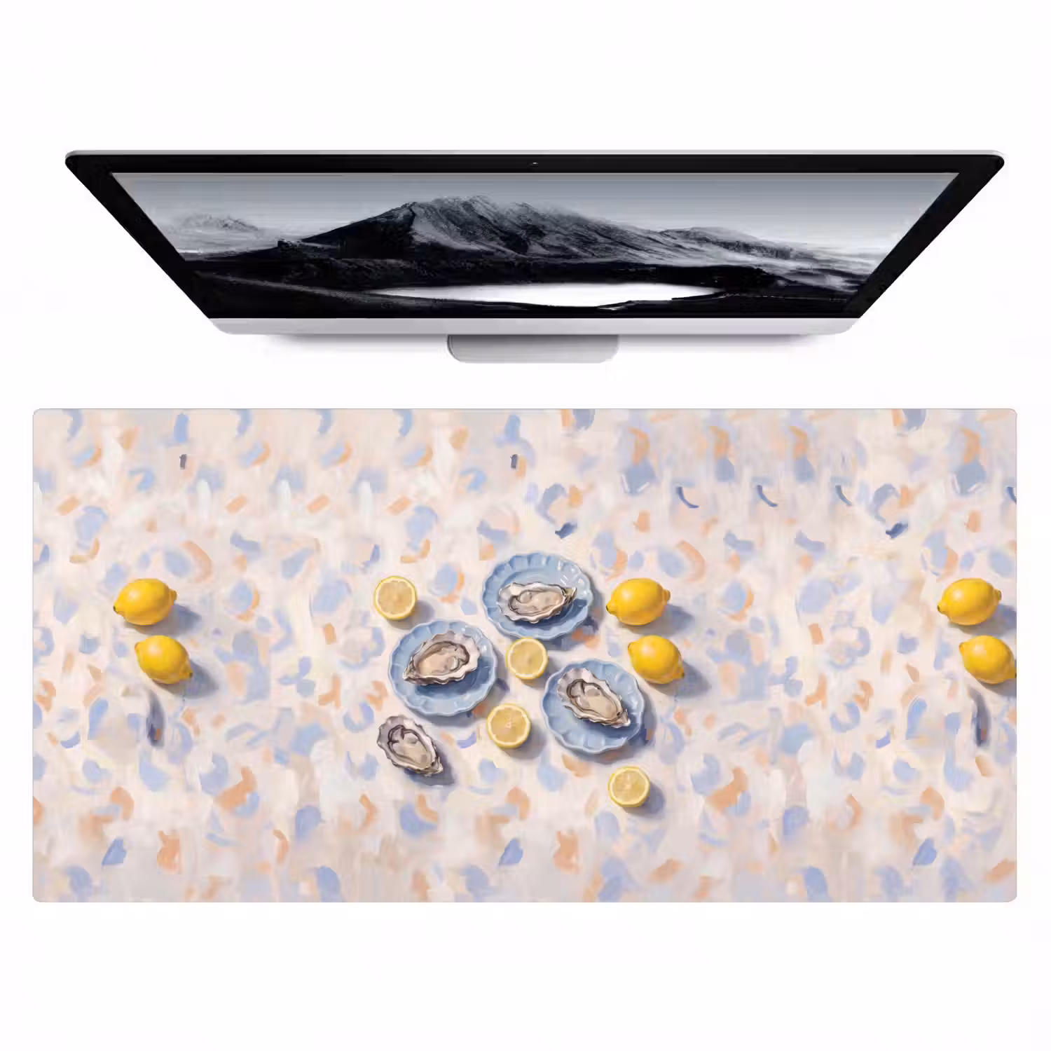 Eten - Oesters - Citroenen - Modern - Geel Muismat XXL klein -zzz3d
