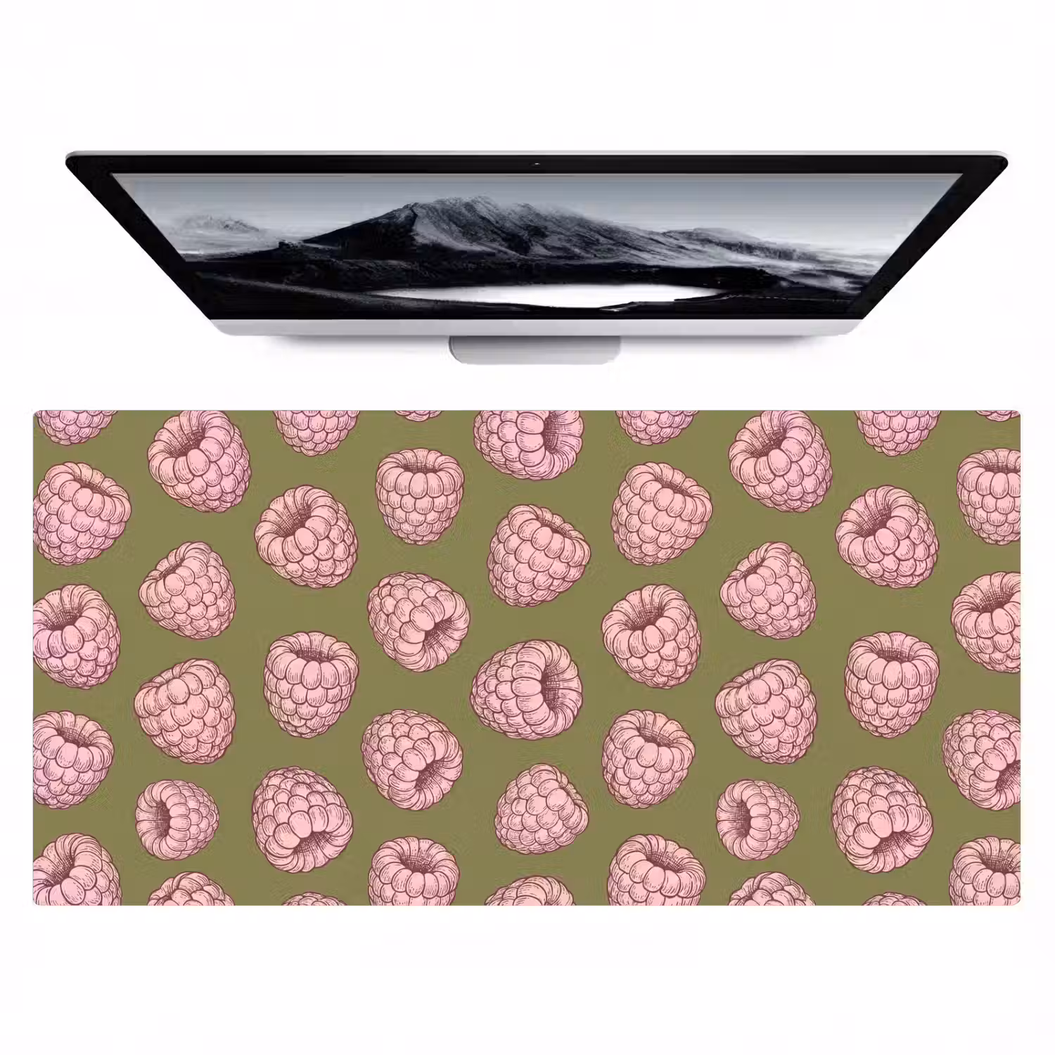Eten - Patroon - Illustratie - Roze - Groen Muismat XXL klein -zzz3d