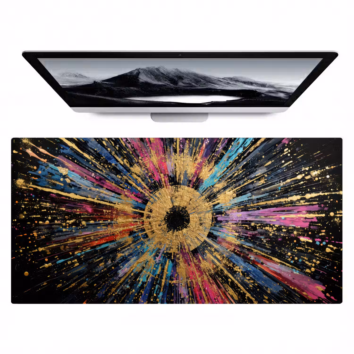Explosie - Goud - Kleurrijk - Abstract Muismat XXL klein -zzz3d