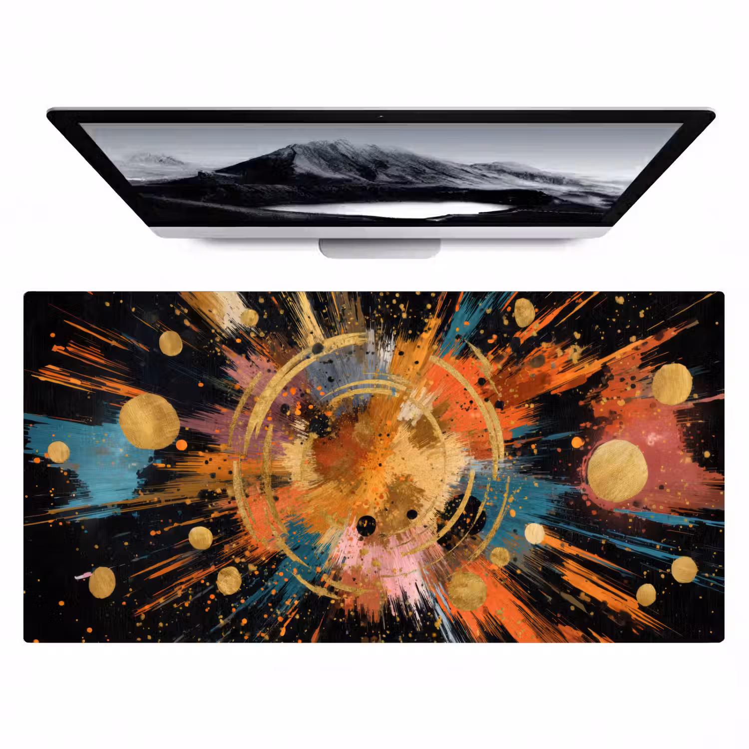 Explosie - Verfstructuur - Goud - Abstract Muismat XXL klein -zzz3d
