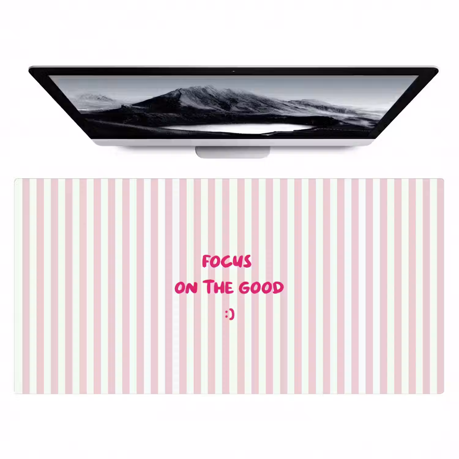 Focus on the good - Strepen - Roze - Smiley Muismat XXL klein -zzz3d