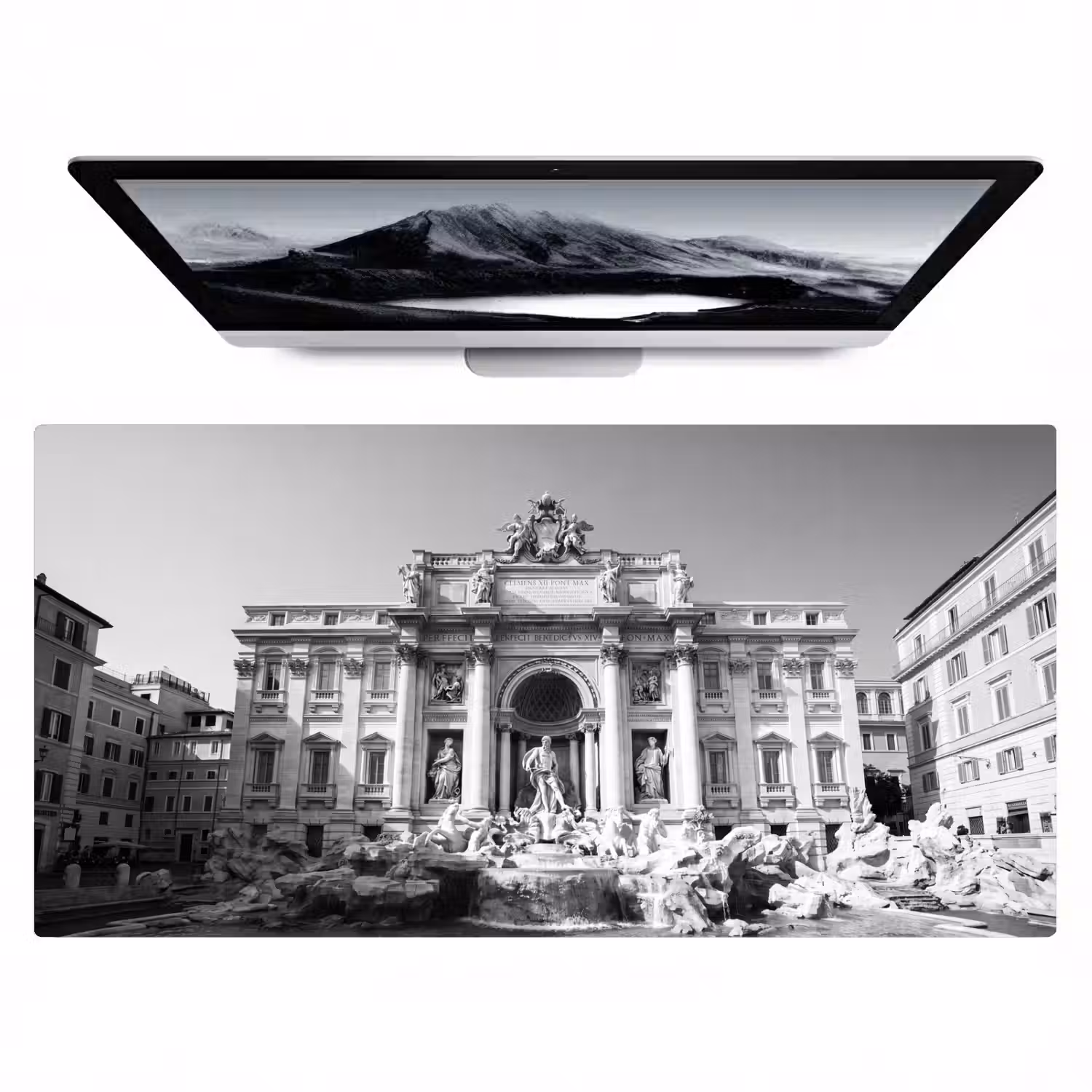 Fontein - Beelden - Architectuur - Zwart-wit Muismat XXL klein -zzz3d
