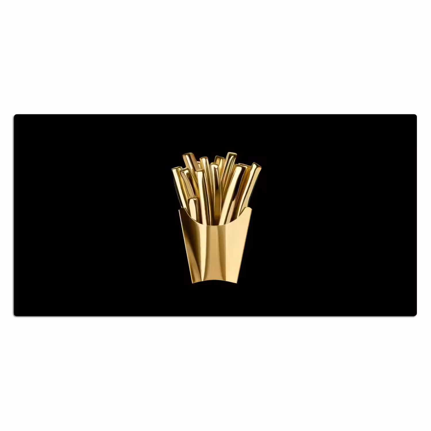 Friet - Goud - Chrome - Eten Muismat XXL klein -3d_leeg
