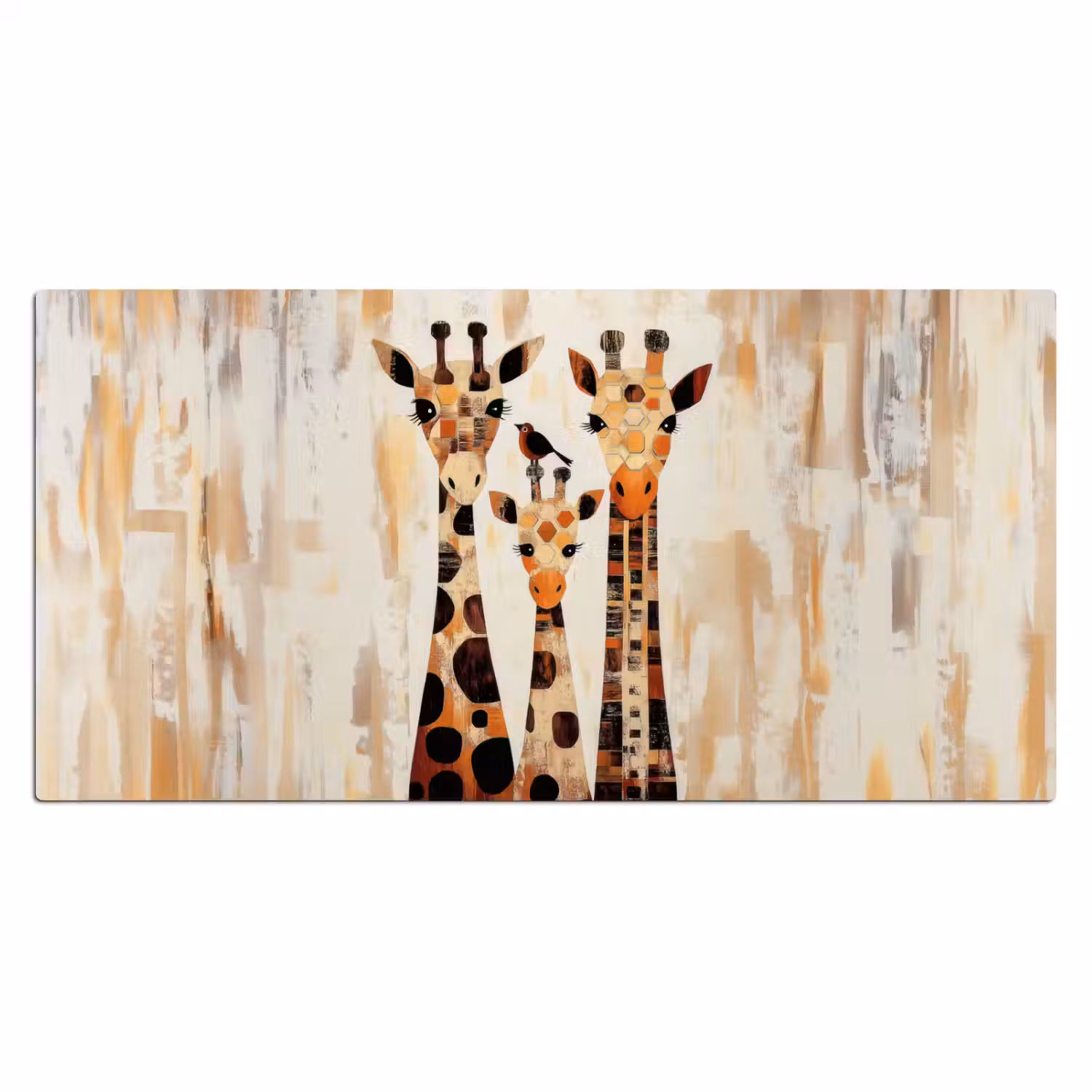 Giraffen - Cartoon - Crème Muismat XXL klein -3d_leeg