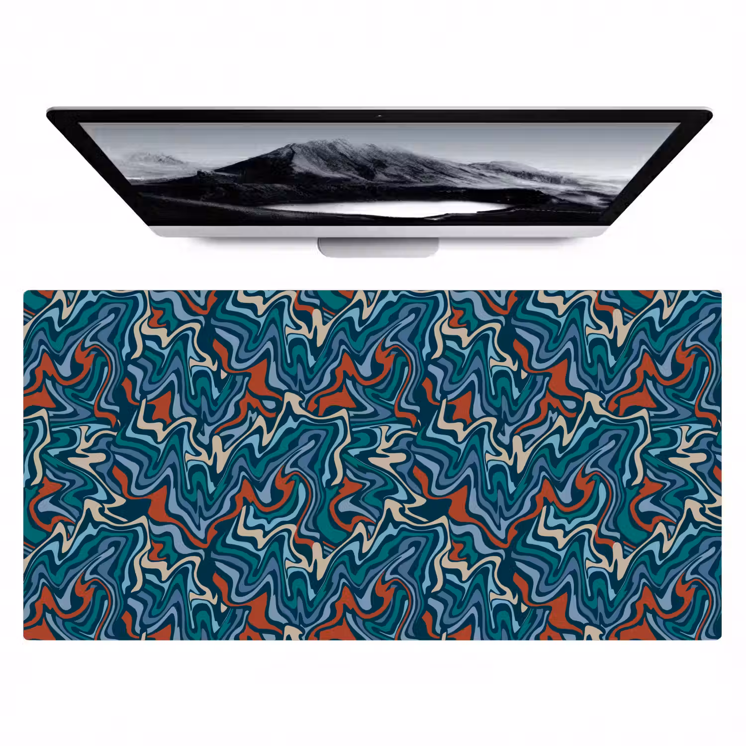 Golven - Retro - Blauw - Patroon Muismat XXL klein 681 -zzz3d