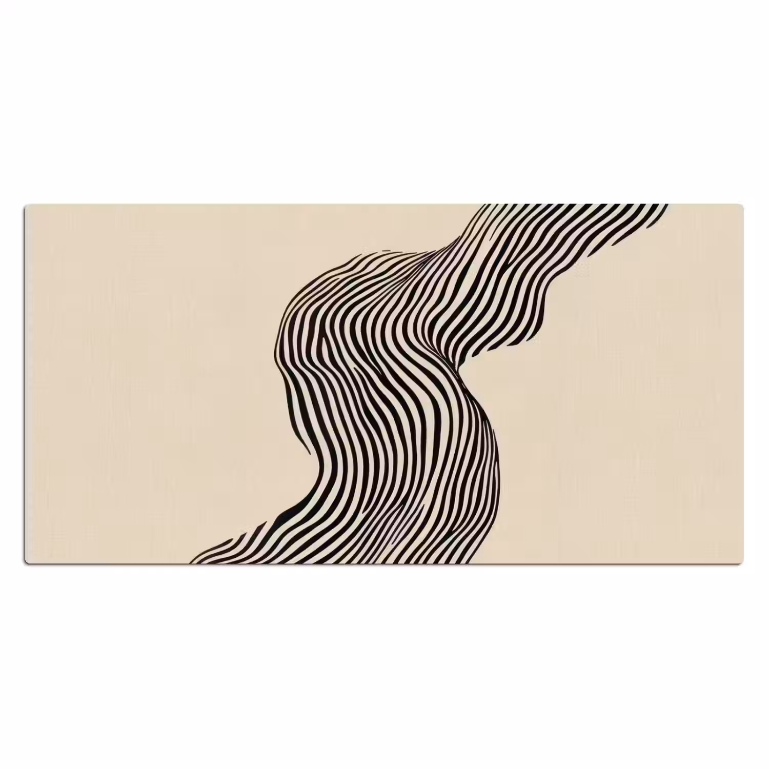 Golvend - Lijnen - Abstract - Silhouet Muismat XXL klein -3d_leeg