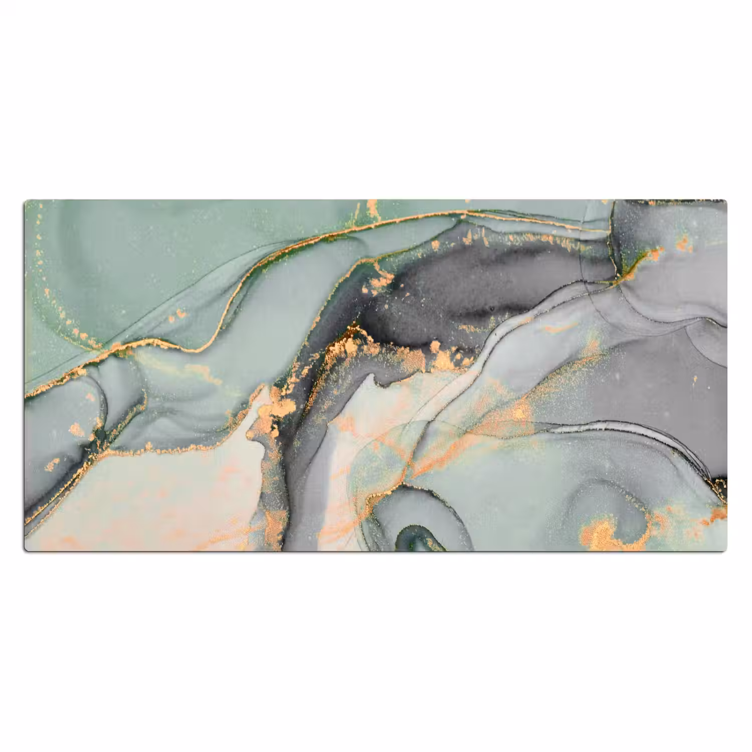 Goud - Marmer - Groen - luxe - Glitter - Marmerlook Muismat XXL klein -3d_leeg