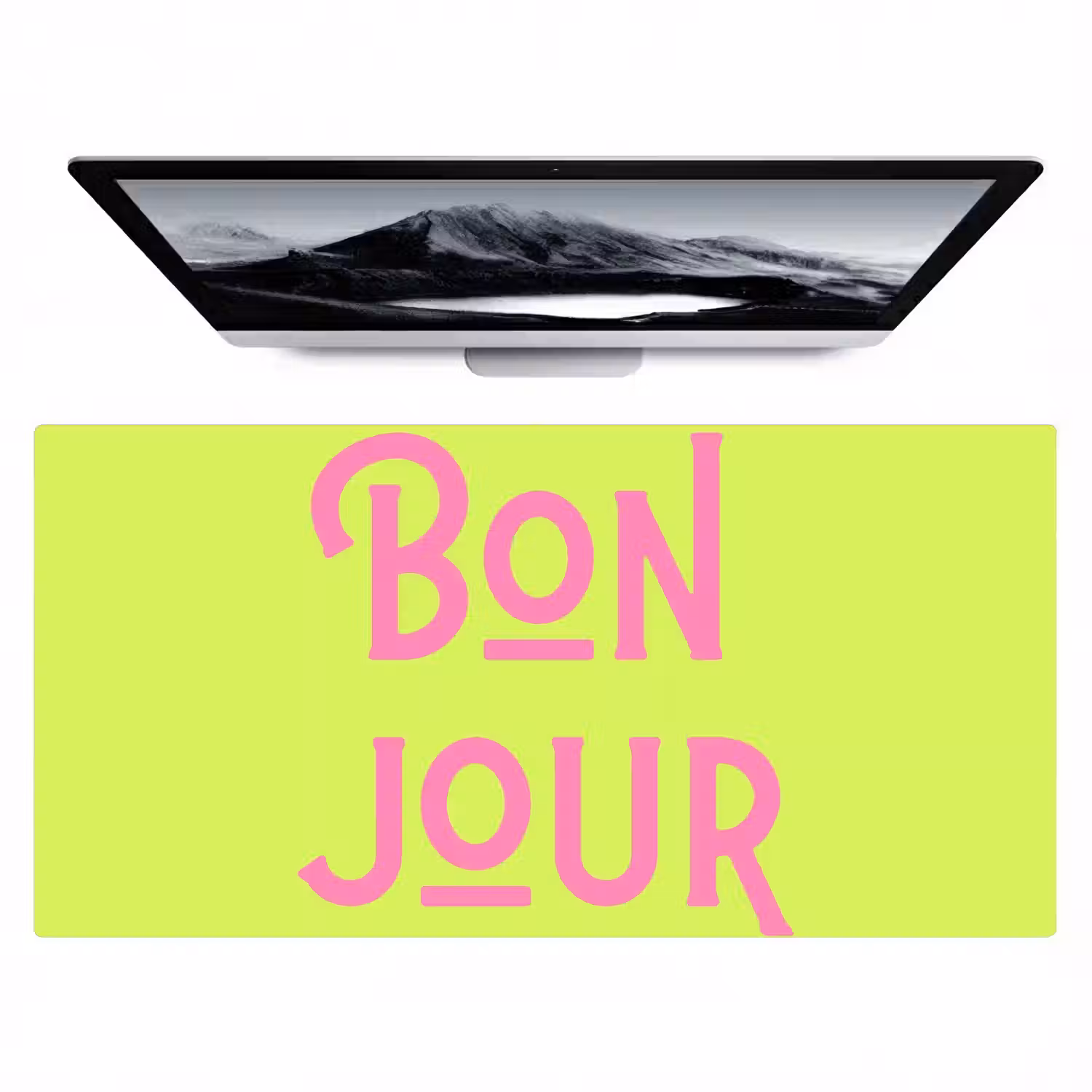 Groen - Roze bonjour - art-deco Muismat XXL klein -zzz3d