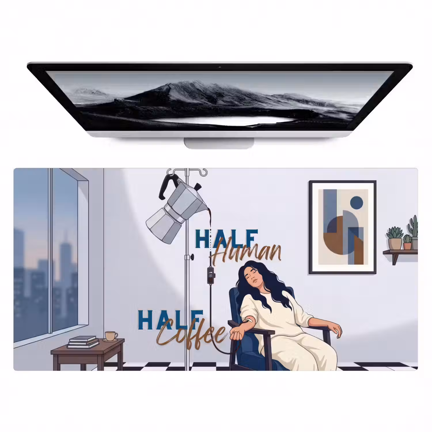 Half human, Half Coffee - Infuus - Koffie Muismat XXL klein -zzz3d