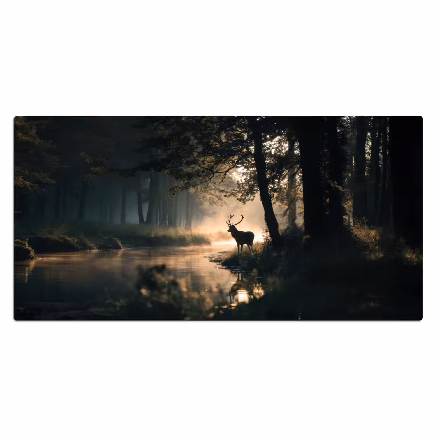 Hert - Bosbeek - Mystiek Muismat XXL klein -3d_leeg