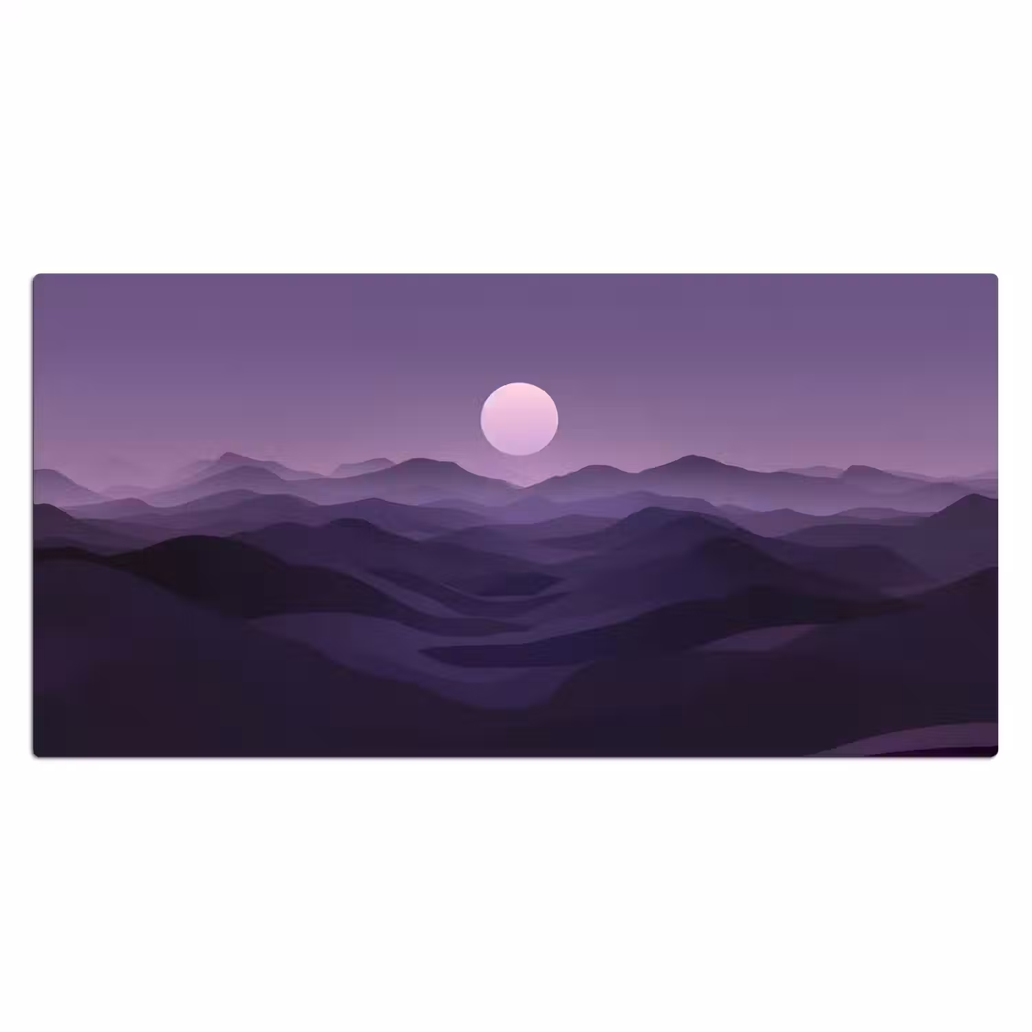 Heuvels - Paars - Mist - Zon Muismat XXL klein -3d_leeg