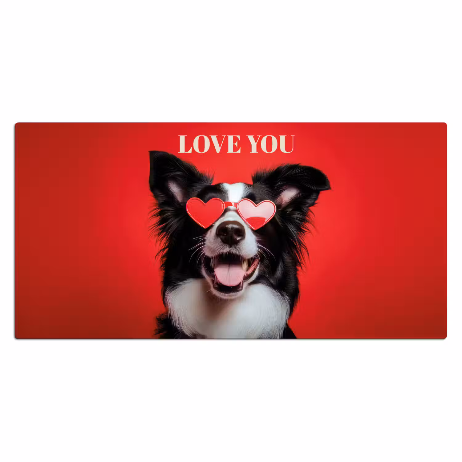 Hond - Hartjesbril - Loveyou - Rood Muismat XXL klein -3d_leeg