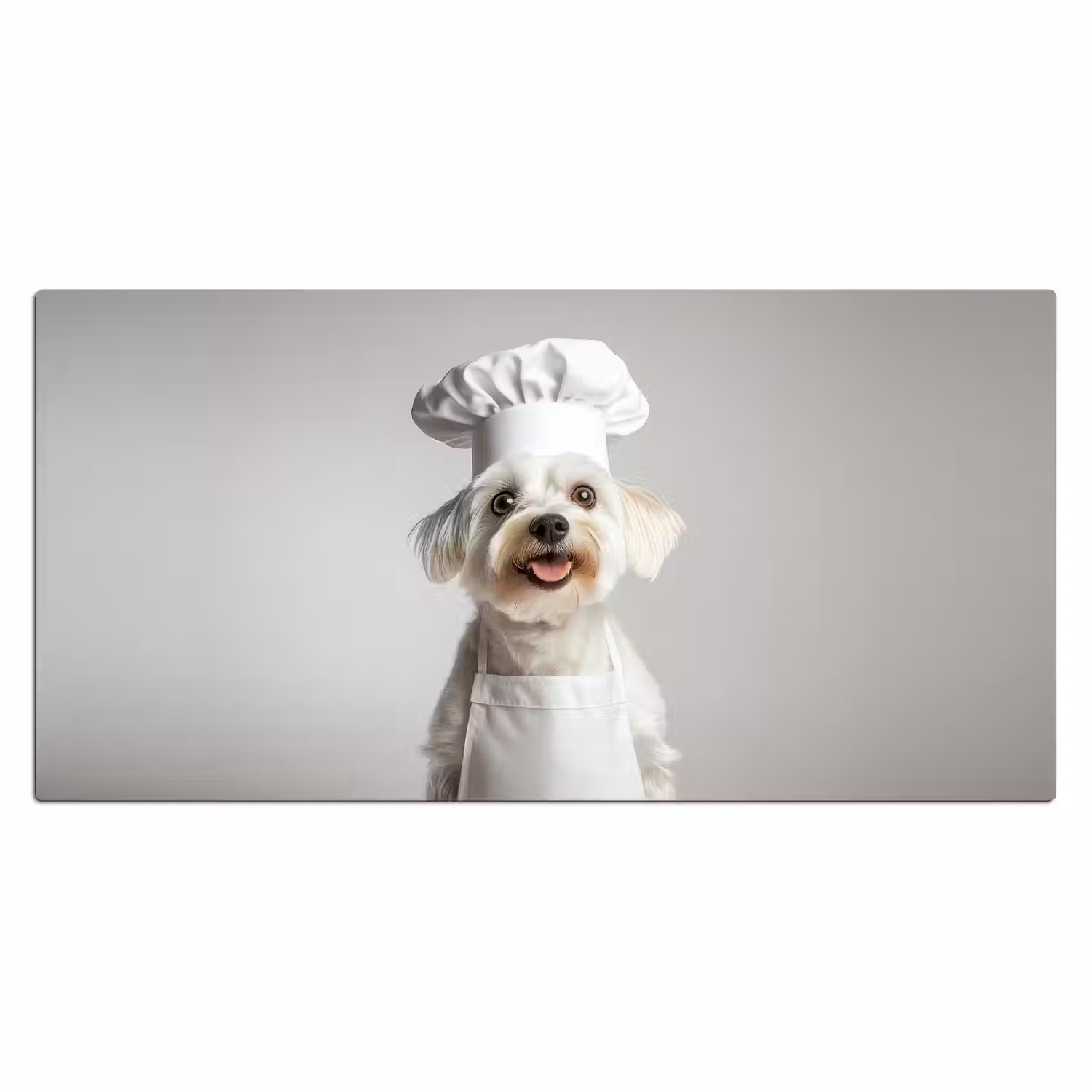 Hond - Wit - Kok Muismat XXL klein -3d_leeg