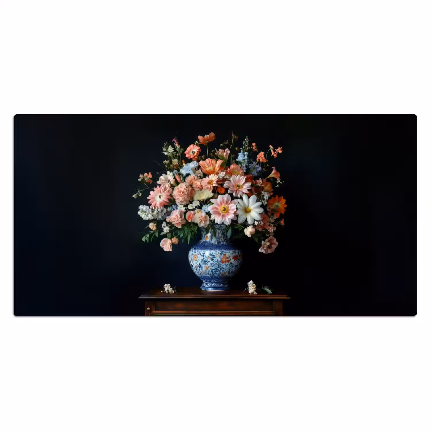Hout - Vaas - Kleuren - Bloemen Muismat XXL klein -3d_leeg