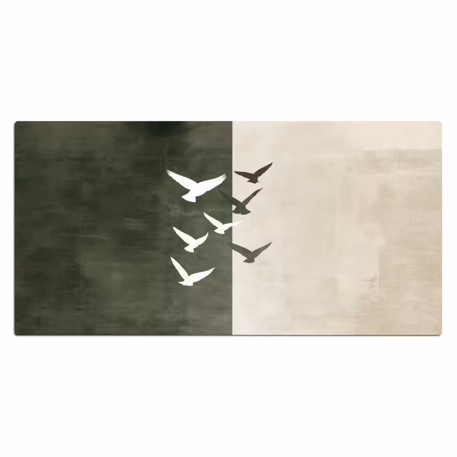 Japandi - Vogel - Groen Muismat XXL klein -3d_leeg