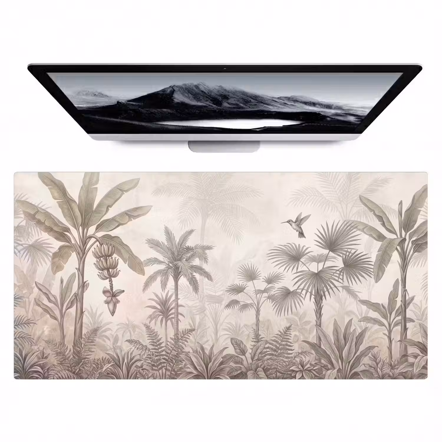 Jungle - Banenboom - Kolibrie - Beige Muismat XXL klein -zzz3d