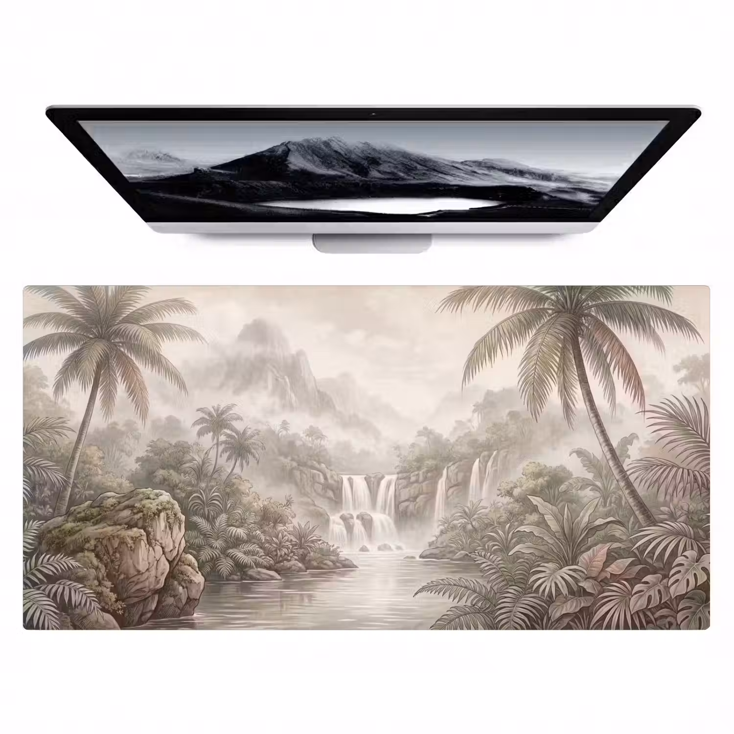 Jungle - Watervallen - Tropisch - Illustratie Muismat XXL klein -zzz3d
