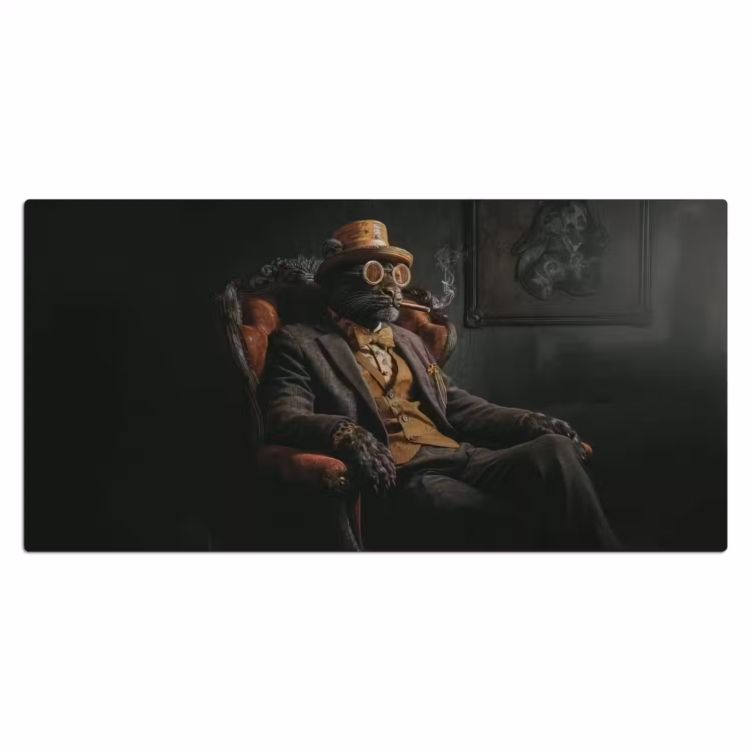 Kat - Pak - Oranje - Sigaar Muismat XXL klein -3d_leeg