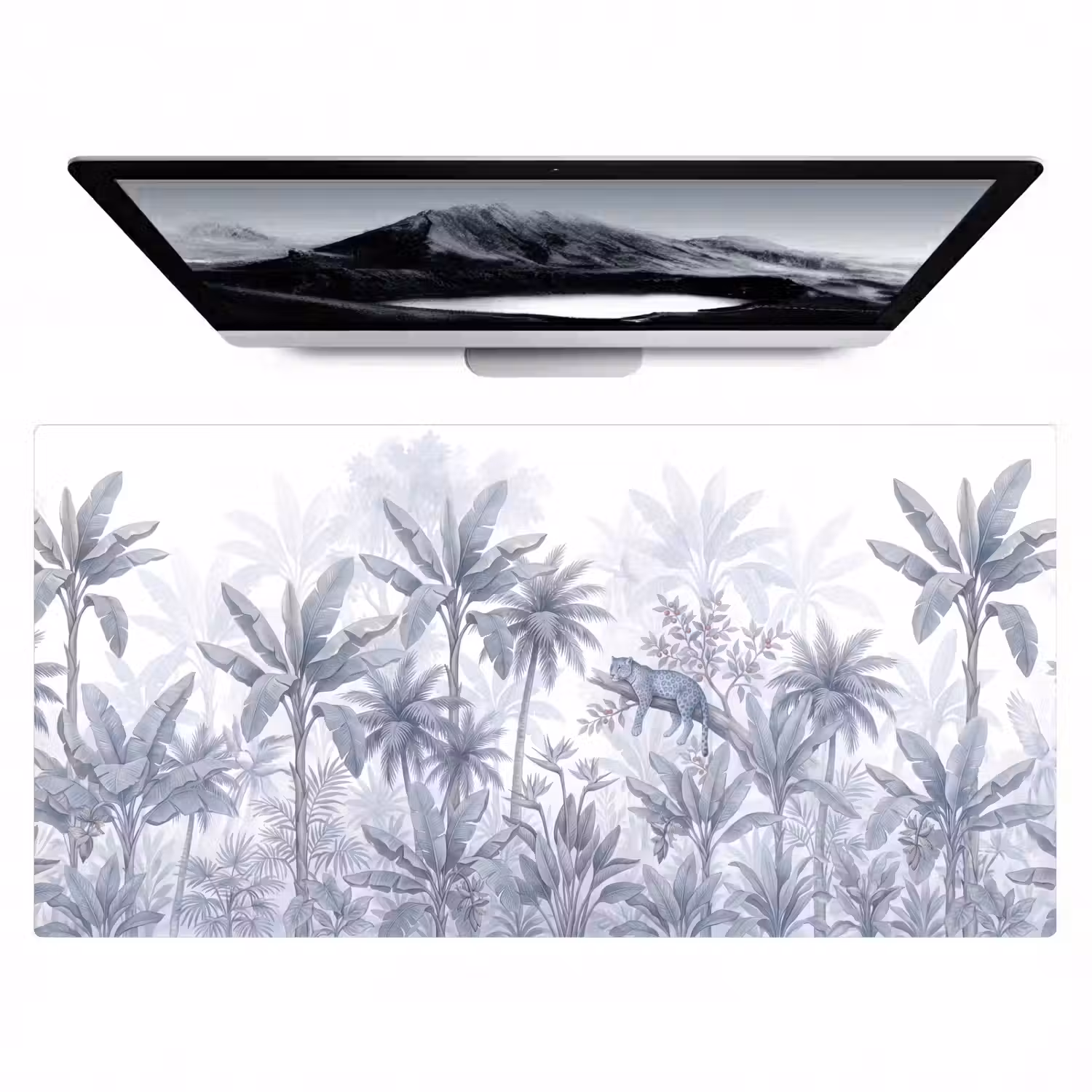 Kat - Tropisch bos - Modern - Grijs Muismat XXL klein -zzz3d