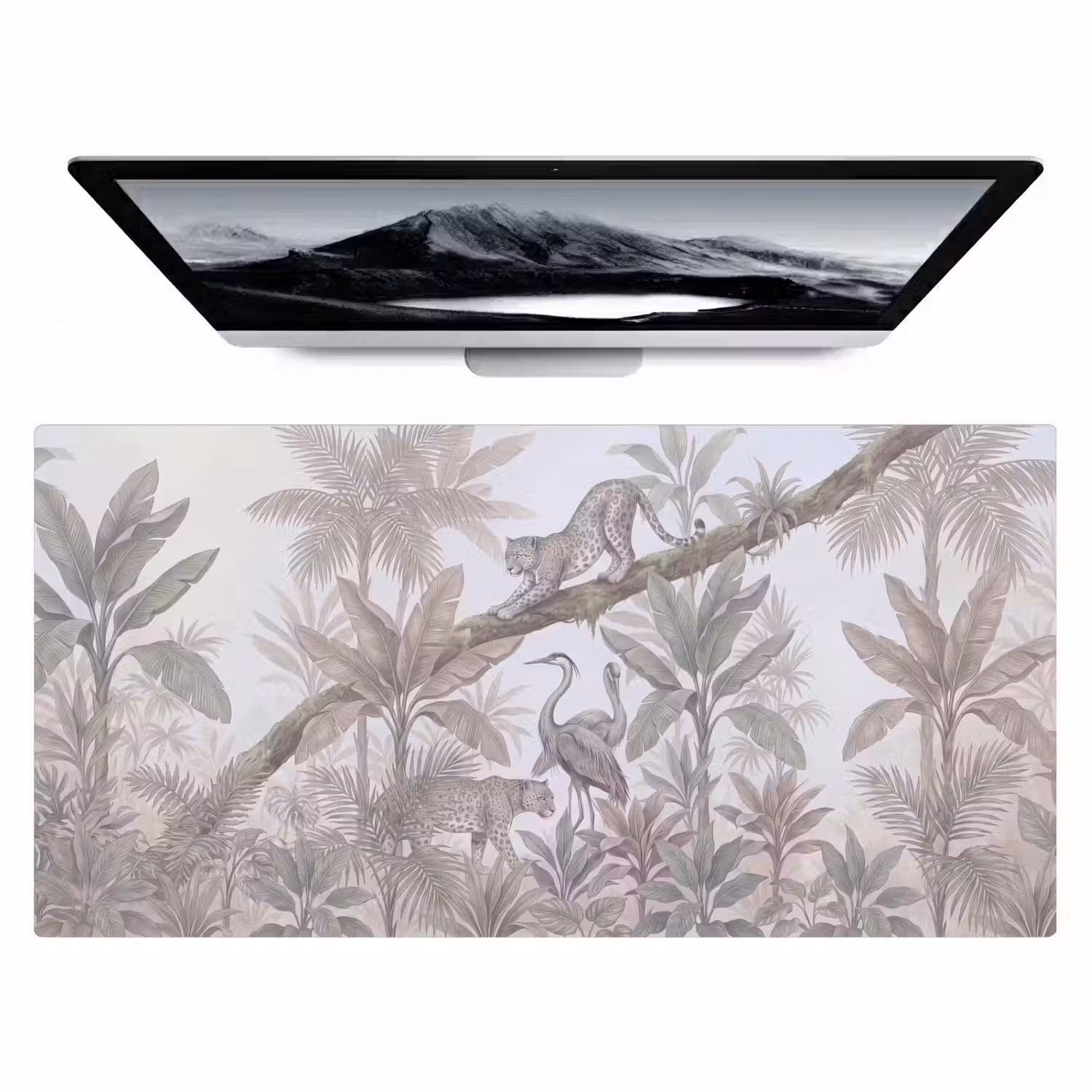 Kat - Vogel - Jungle - Illustratie - Dieren Muismat XXL klein -zzz3d