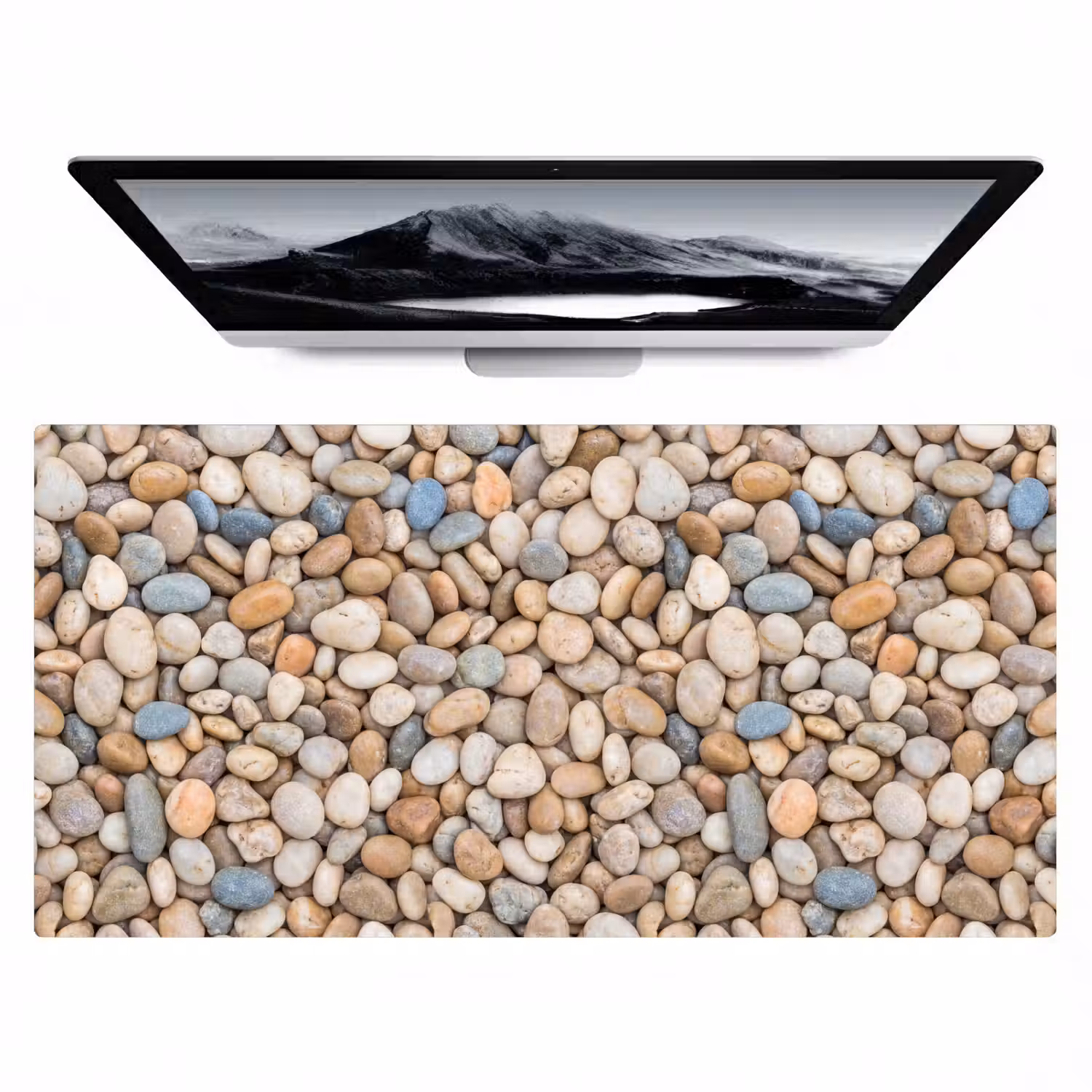 Kiezelstenen - Natuur - Textuur - Beige - Grijs Muismat XXL klein -zzz3d