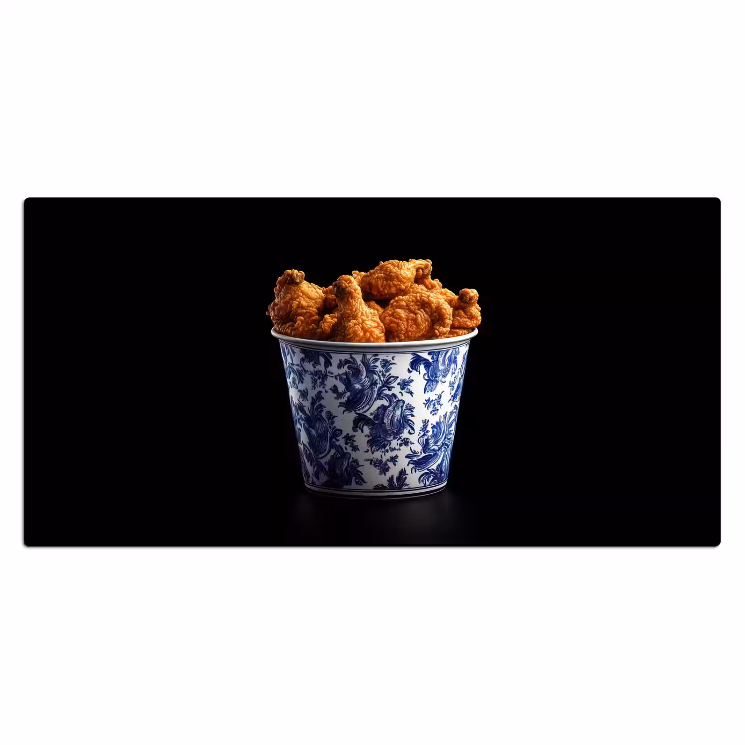 Kip - Bucket - Delfts blauw - Lekker Muismat XXL klein -3d_leeg