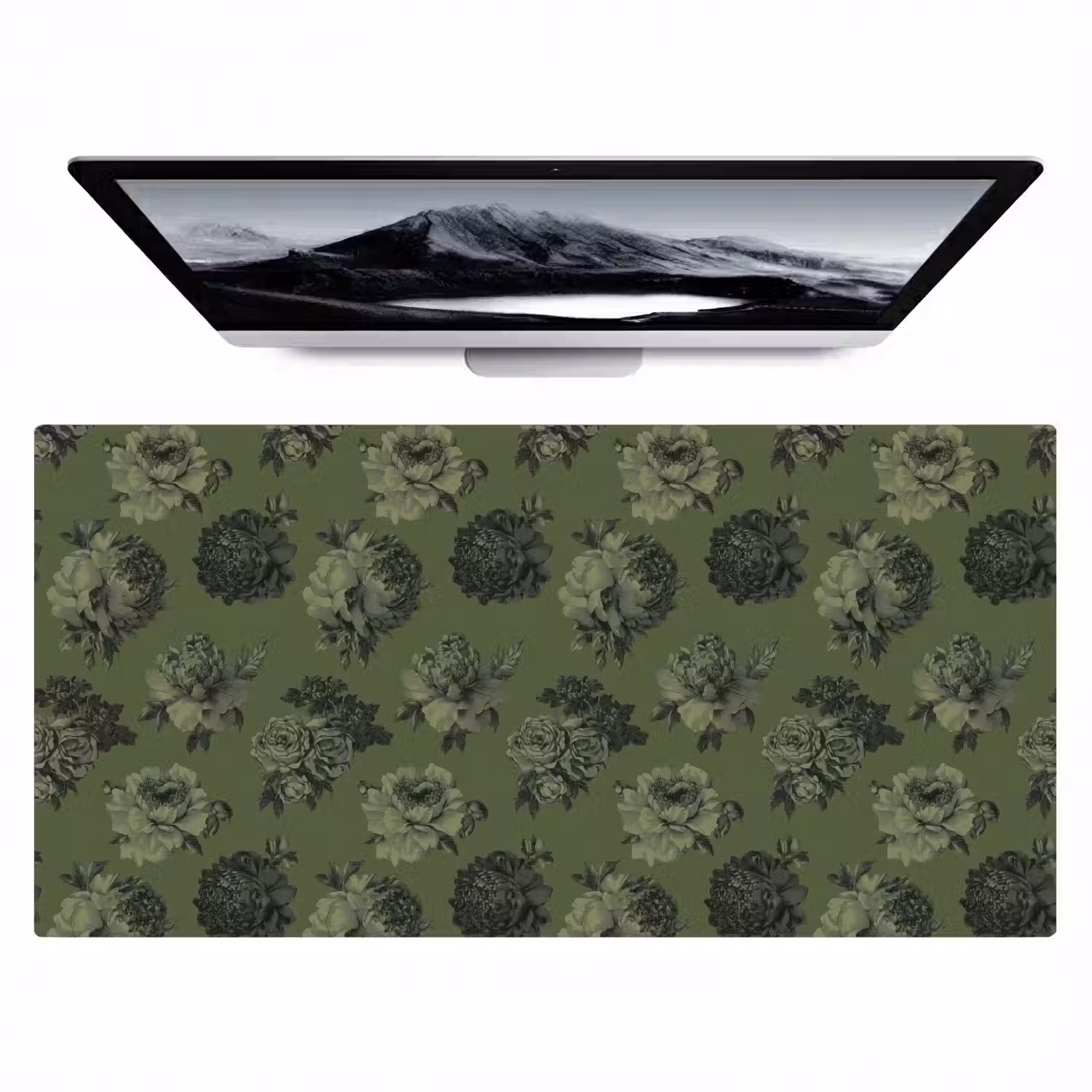 Klassiek - botanisch - olijfgroen - bloemen Muismat XXL klein 681 -zzz3d