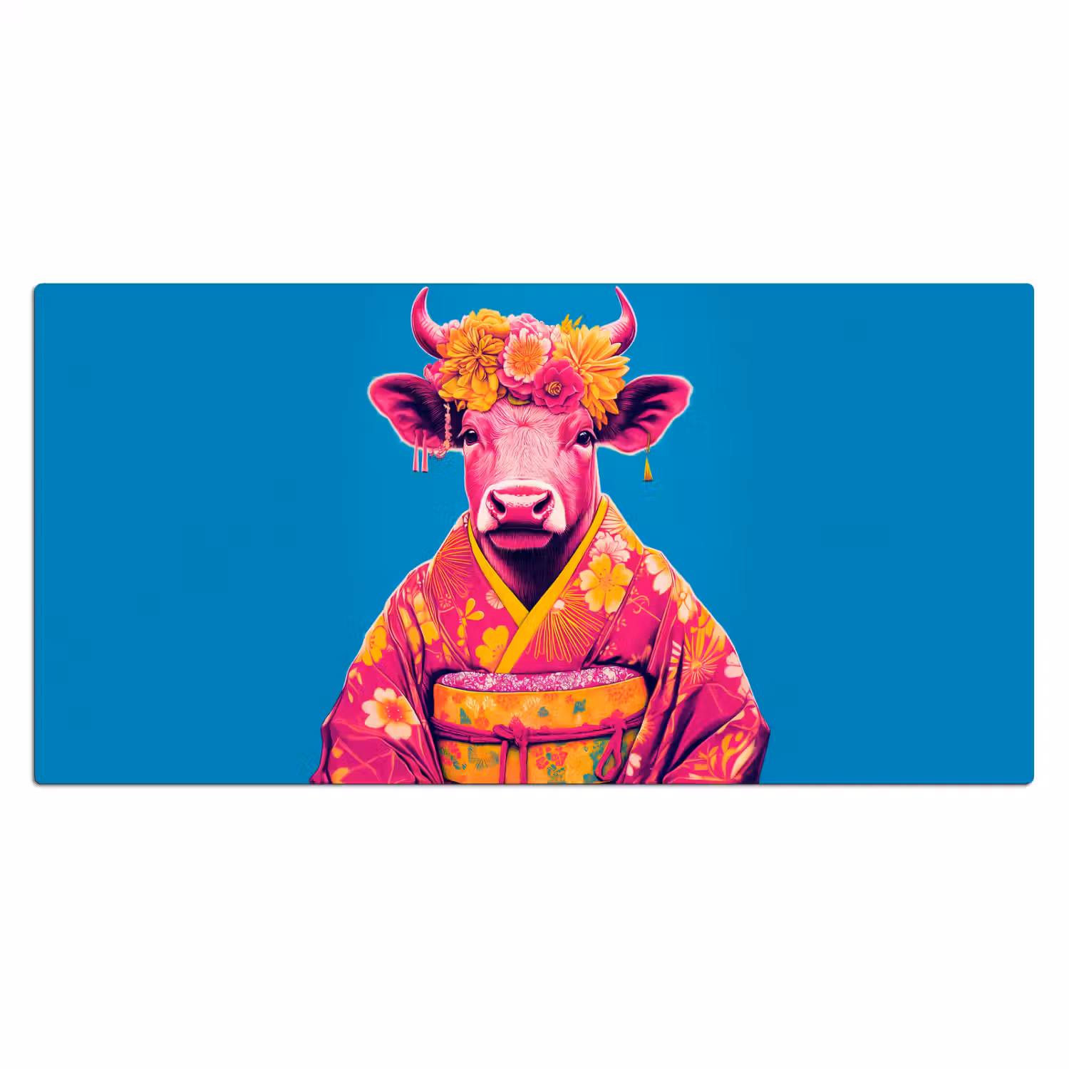 Koe - Bloemenkrans - Oorhangers - Kimono Muismat XXL klein -3d_leeg