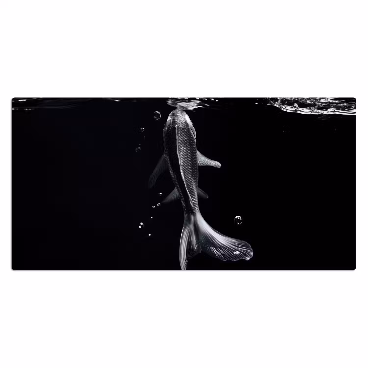 Koi - Vissen - Water - Zwart Muismat XXL klein -3d_leeg