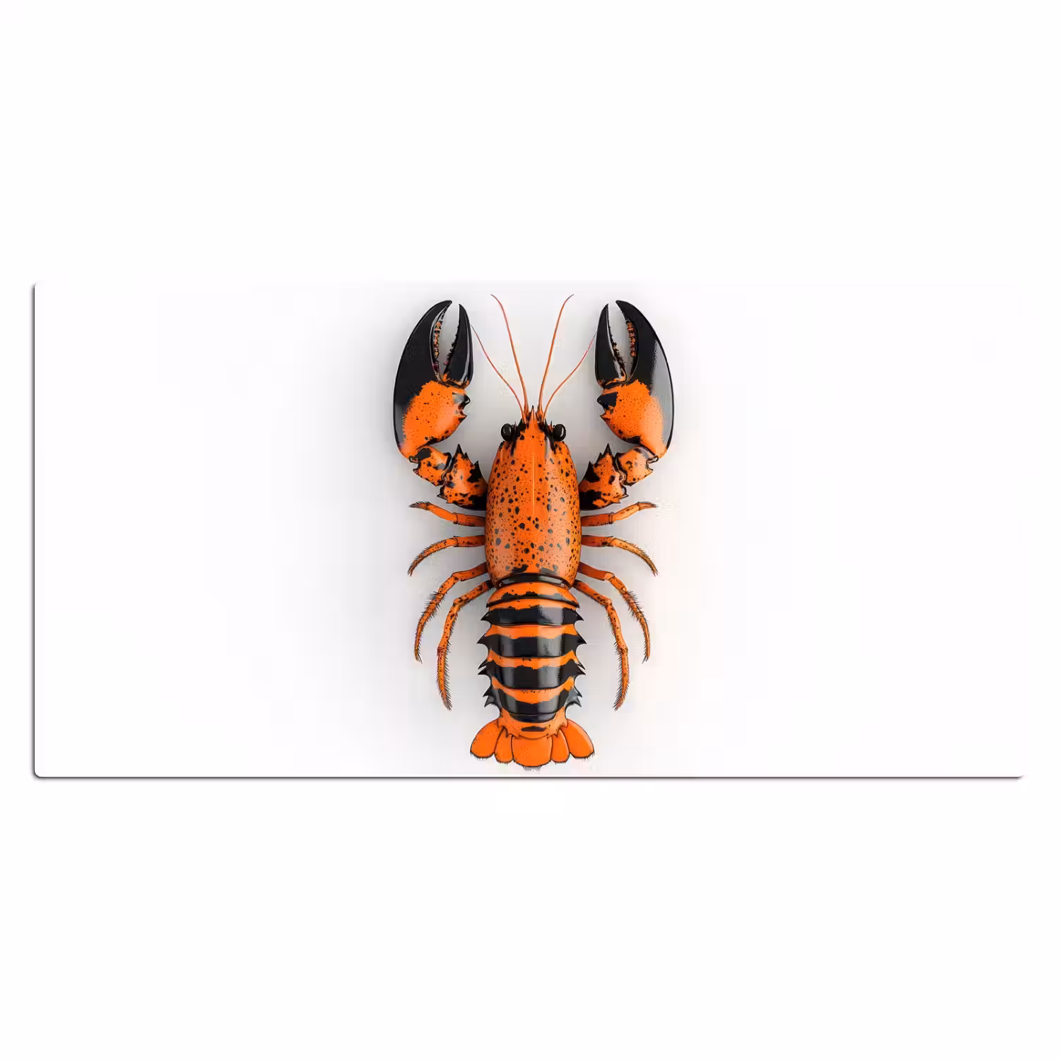 Kreeft - Zwart - Oranje - Wit - Uniek Muismat XXL klein -3d_leeg