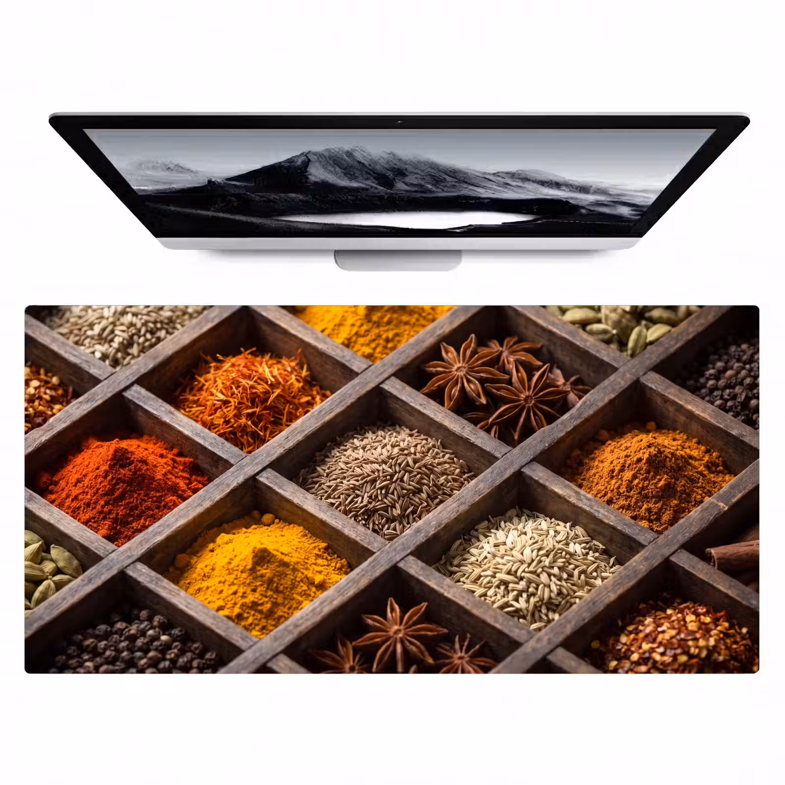 Bureau onderlegger - Kruiden - Houten - Eten - Kruiden - Houten - Eten Muismat XXL klein