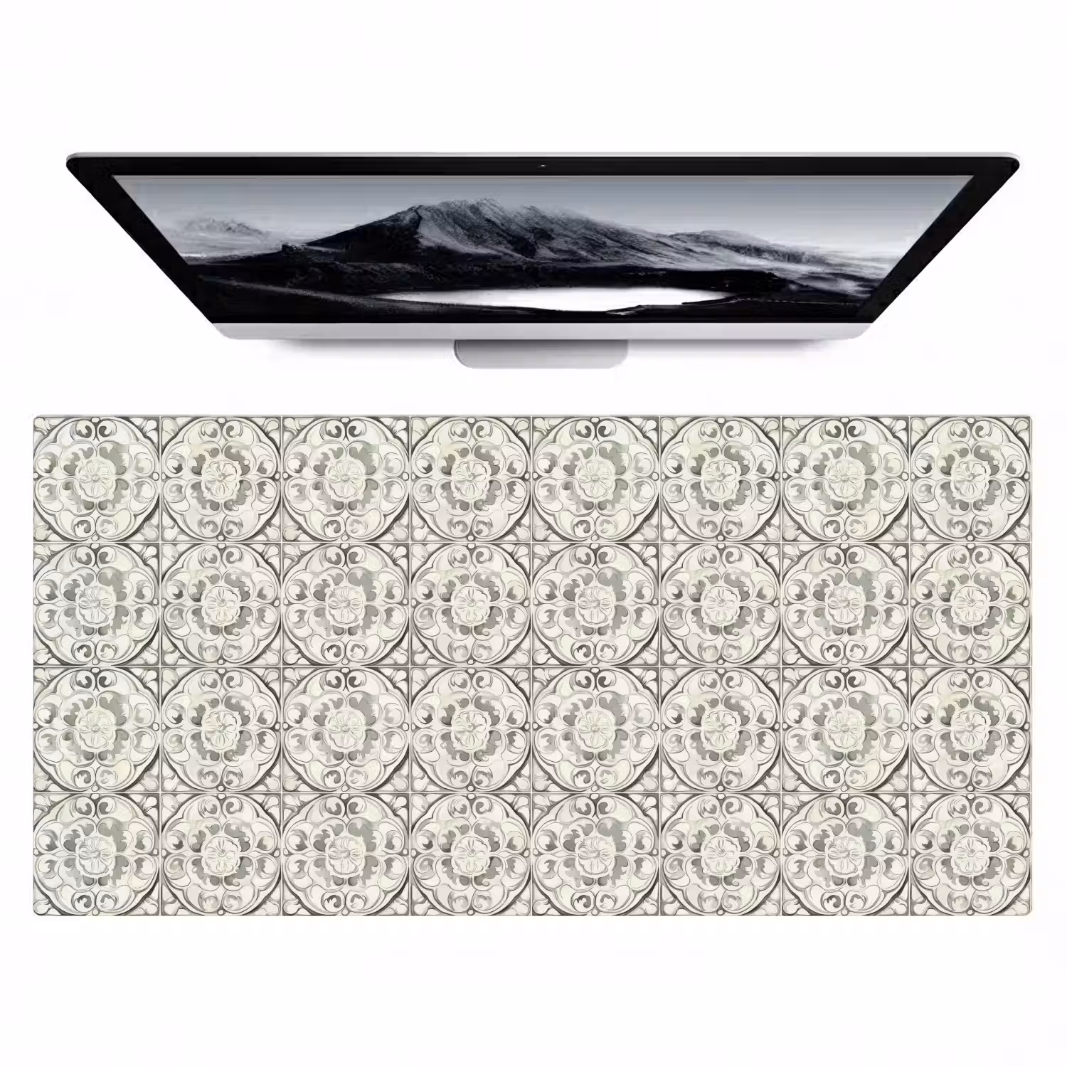 Krulornament - Tegel - Groen Muismat XXL klein 681 -zzz3d