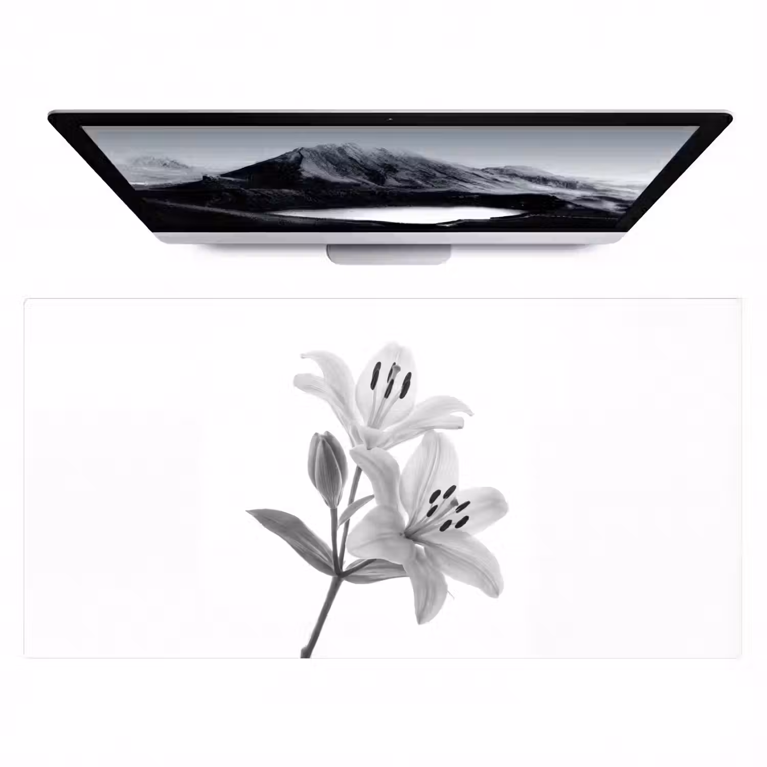 Lelies - Elegant - Zwart - Wit Muismat XXL klein -zzz3d