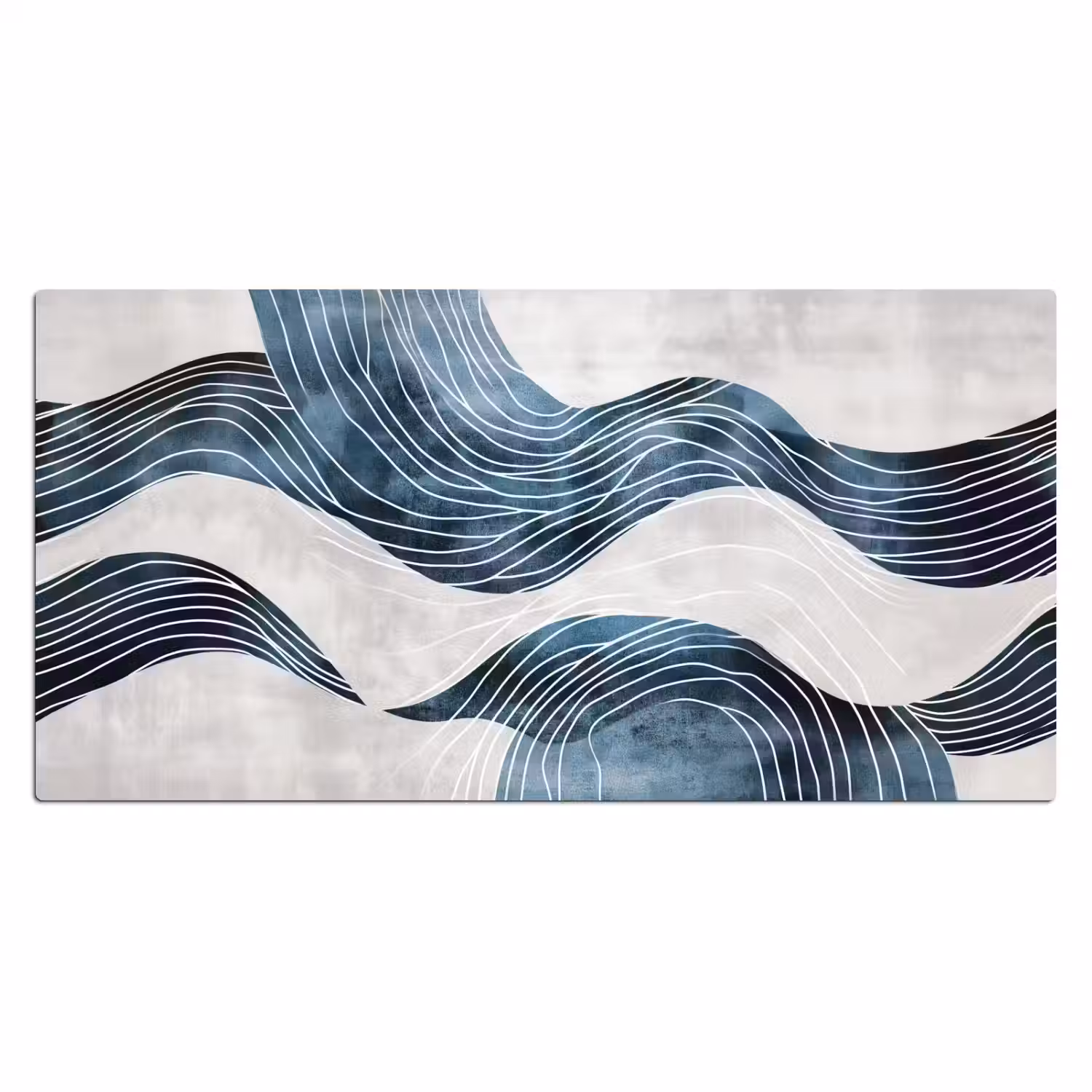 Lijnen - Golven - Abstract - Blauw Muismat XXL klein -3d_leeg