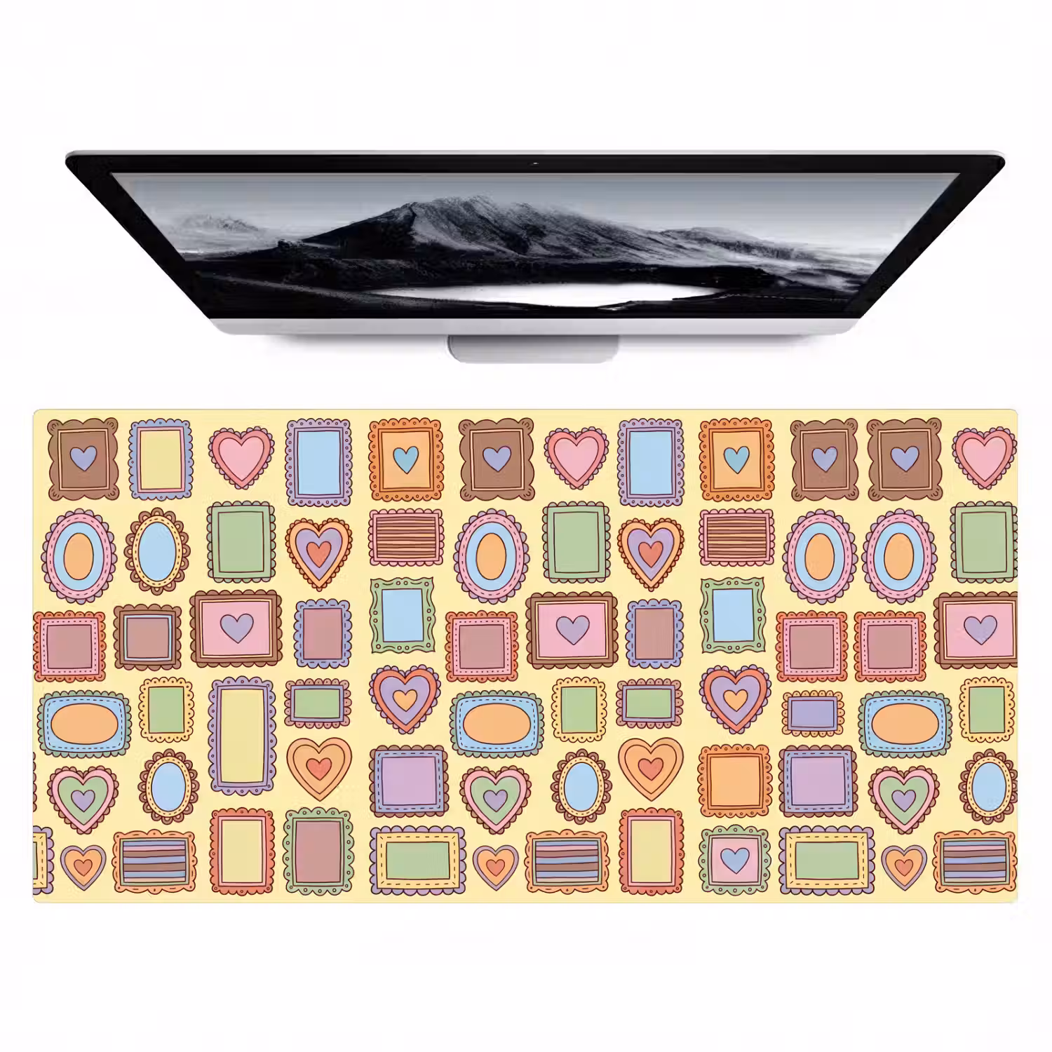 Lijst - Patroon - Hart - Speels - Kleurrijk Muismat XXL klein -zzz3d