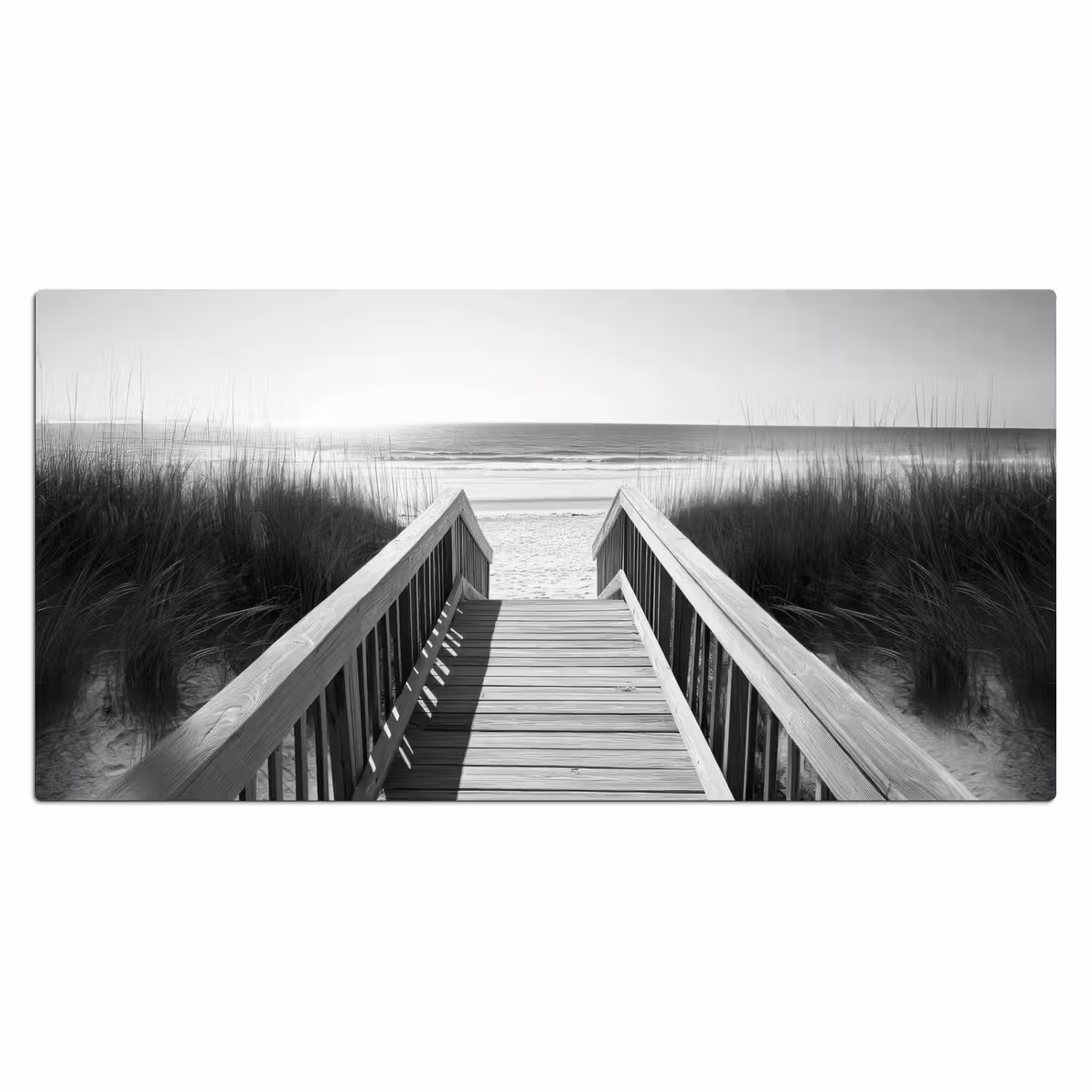 Loopbrug - Hout - Strand - Zee Muismat XXL klein -3d_leeg