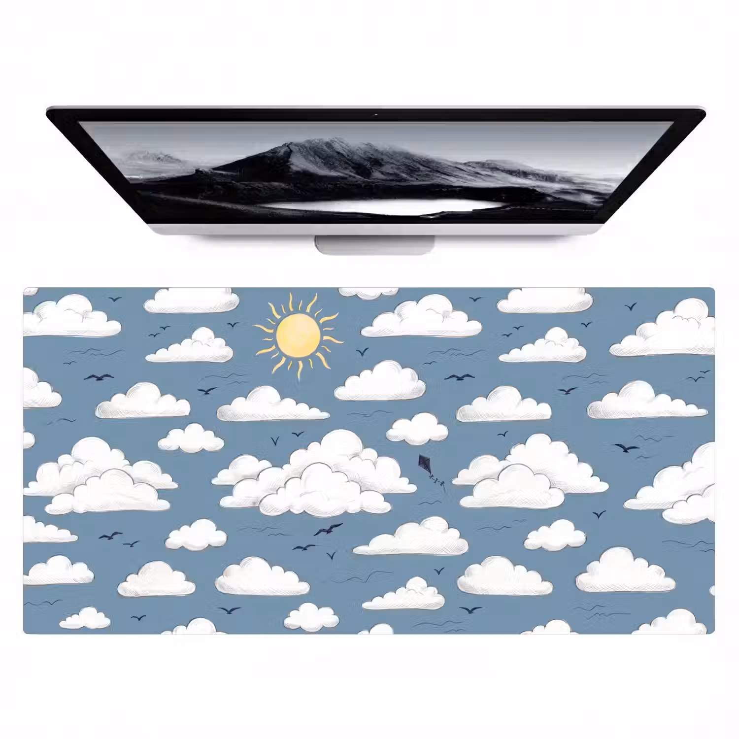 Lucht - Zon - Wolken - Natuur - Blauw Muismat XXL klein -zzz3d