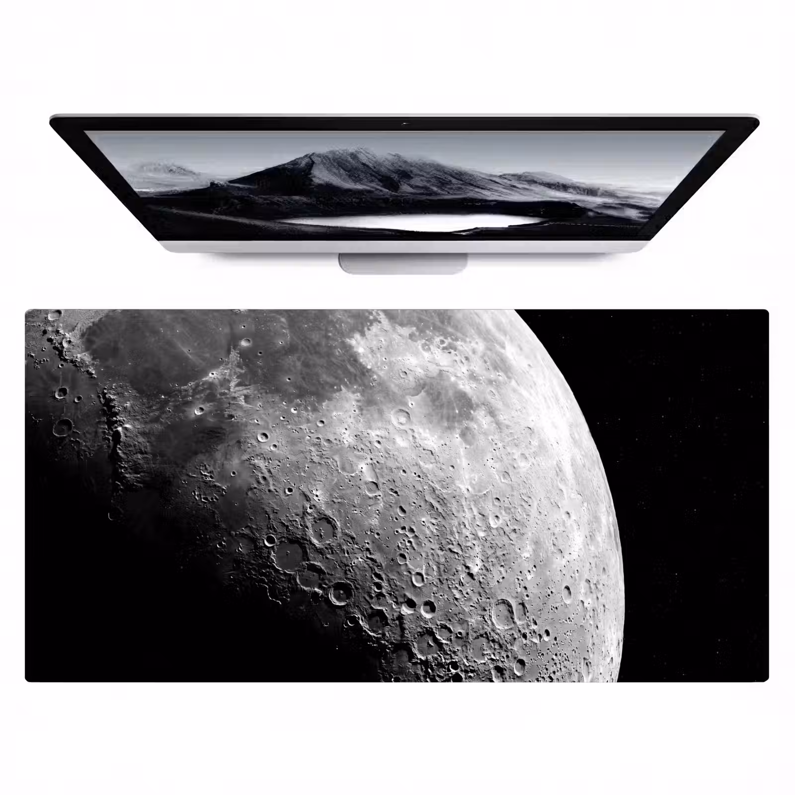 Bureau onderlegger - Maan - Kraters - Ruimte - Maan - Kraters - Ruimte Muismat XXL klein