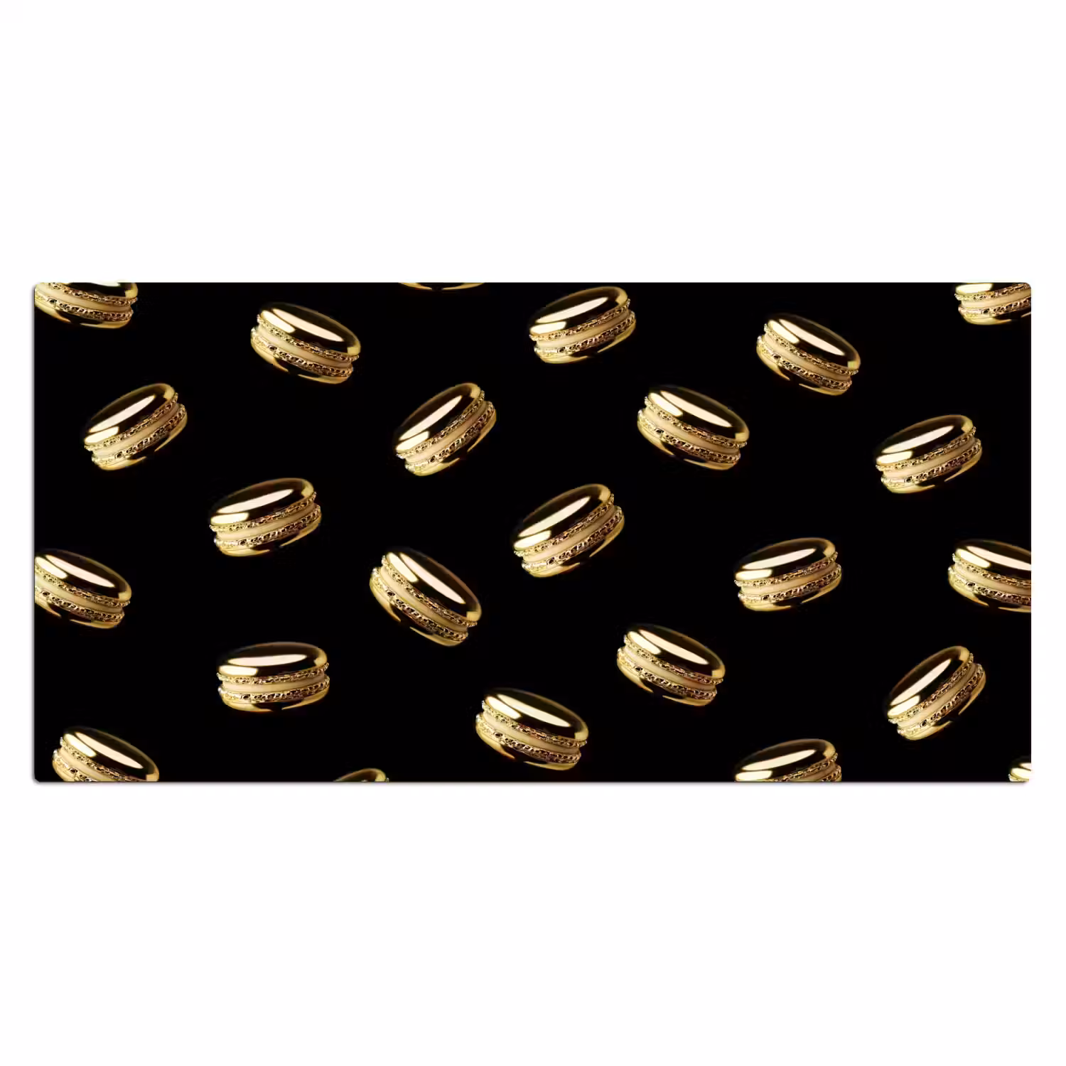 Macarons - Patroon - Goud - Zwart Muismat XXL klein -3d_leeg