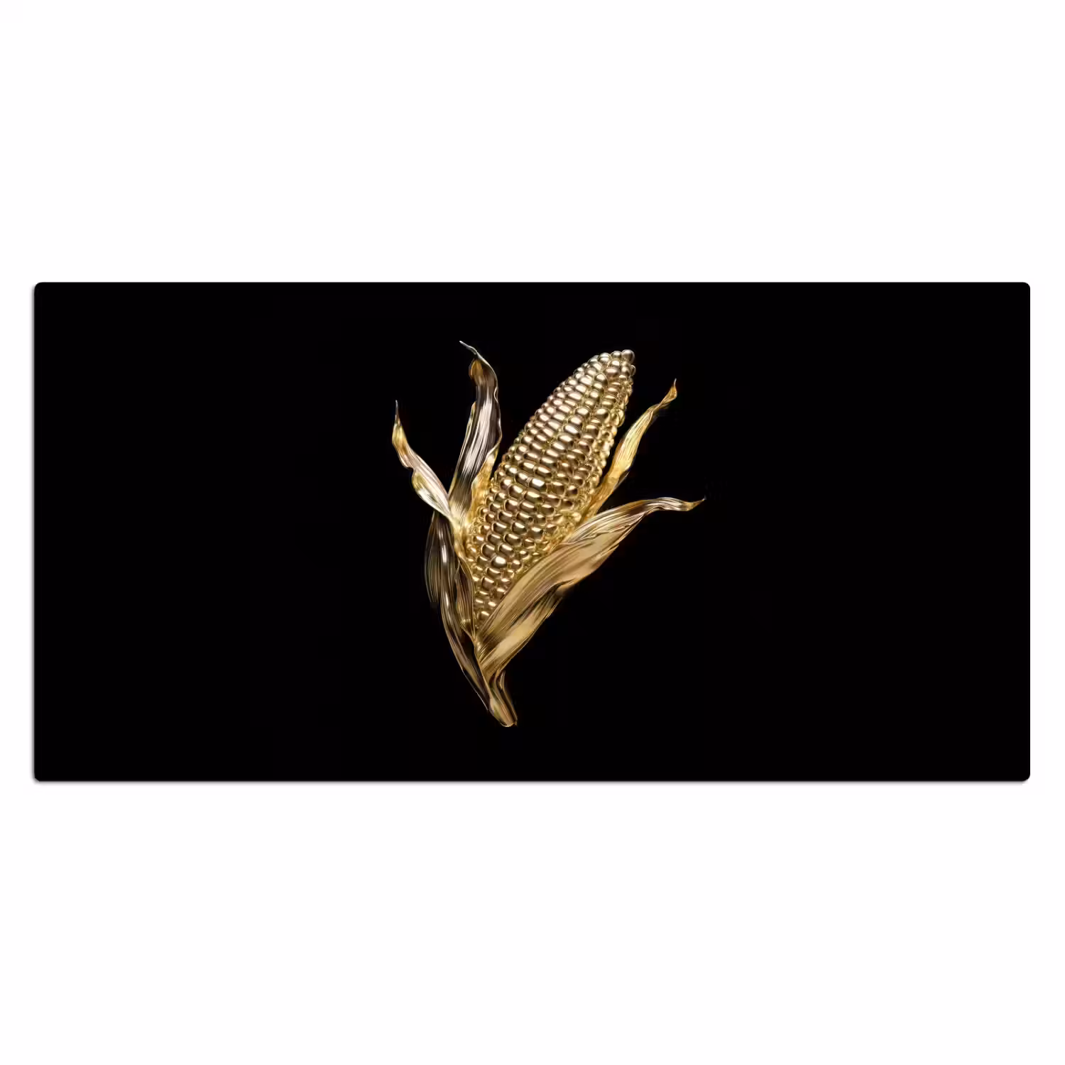 Mais - Eten - Goud - Zwart Muismat XXL klein -3d_leeg