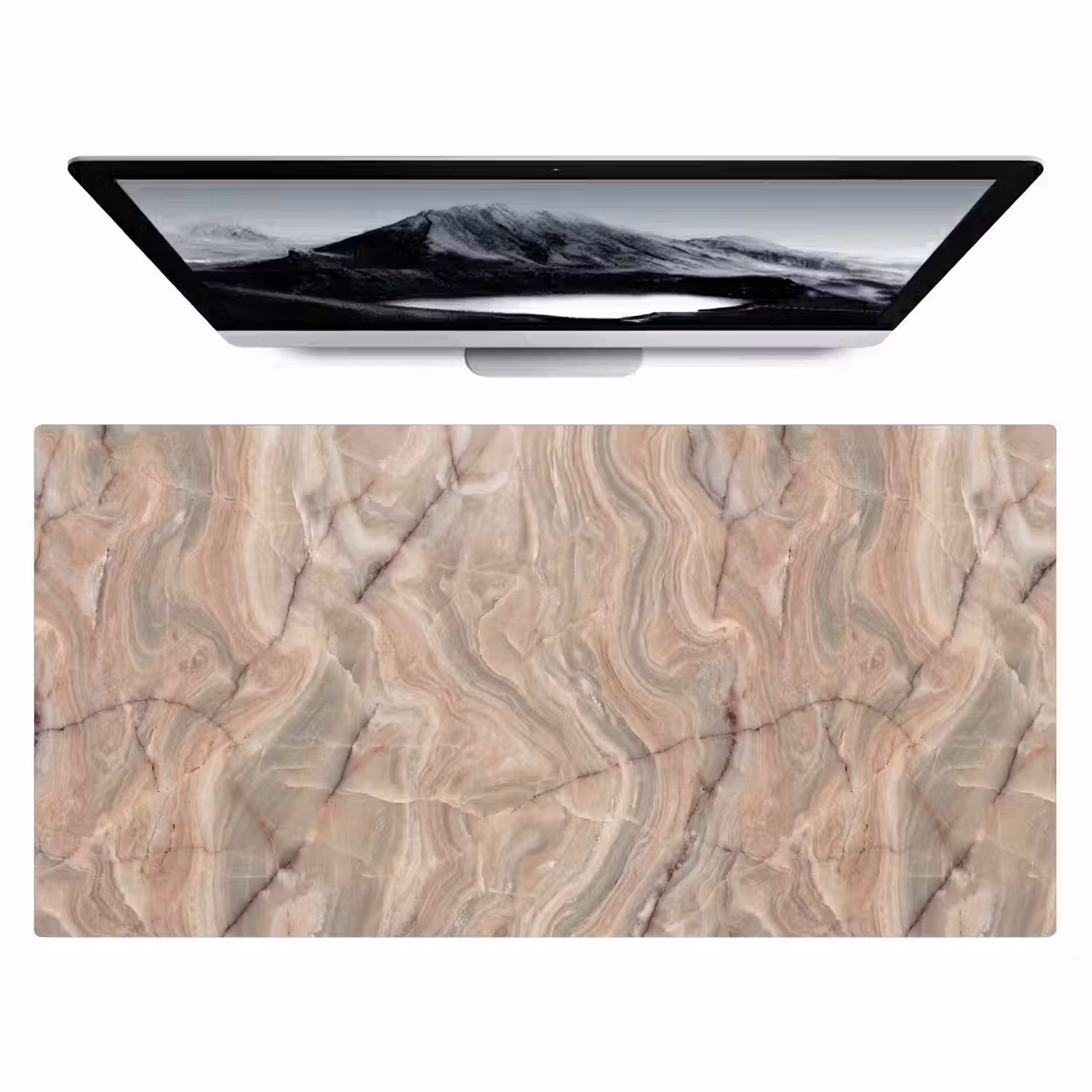 Marmer - Patroon - Abstract - Beige - Groen Muismat XXL klein -zzz3d