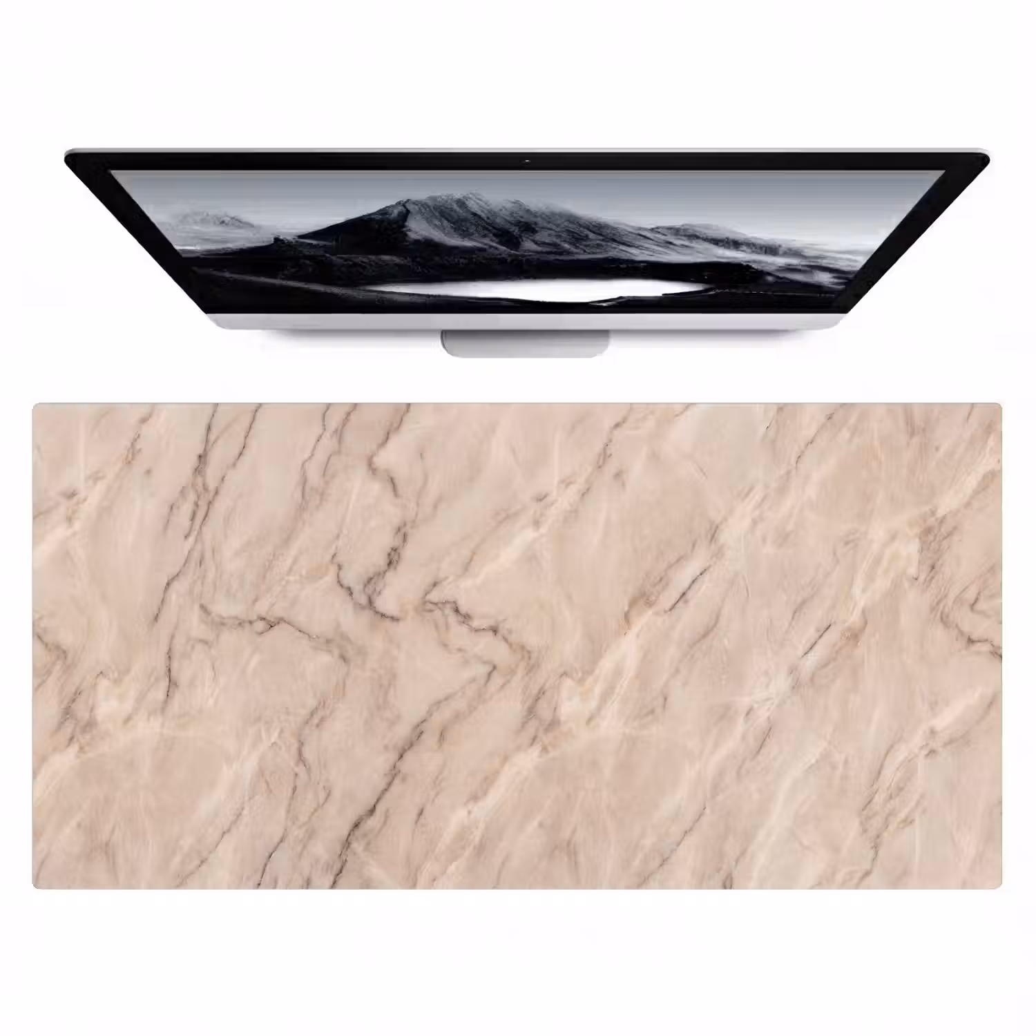Marmer - Patroon - Abstract - Modern - Beige Muismat XXL klein -zzz3d