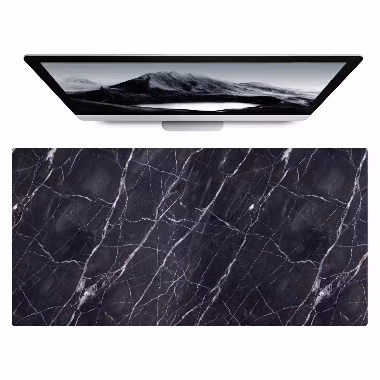 Marmer - Patroon - Modern - Zwart - Wit Muismat XXL klein -zzz3d