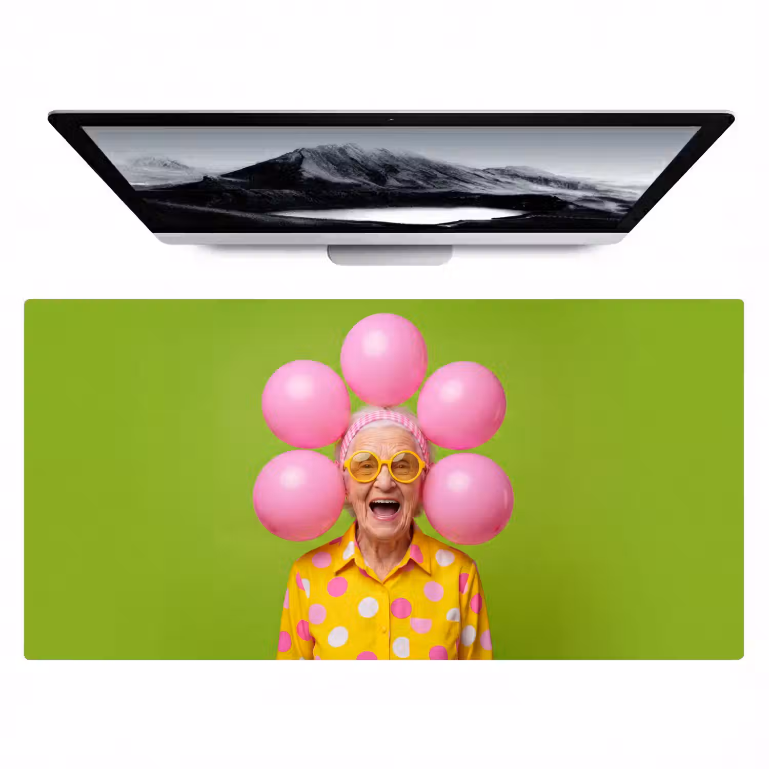 Mens - Ballonnen - Feest - Kleurrijk - Roze Muismat XXL klein -zzz3d